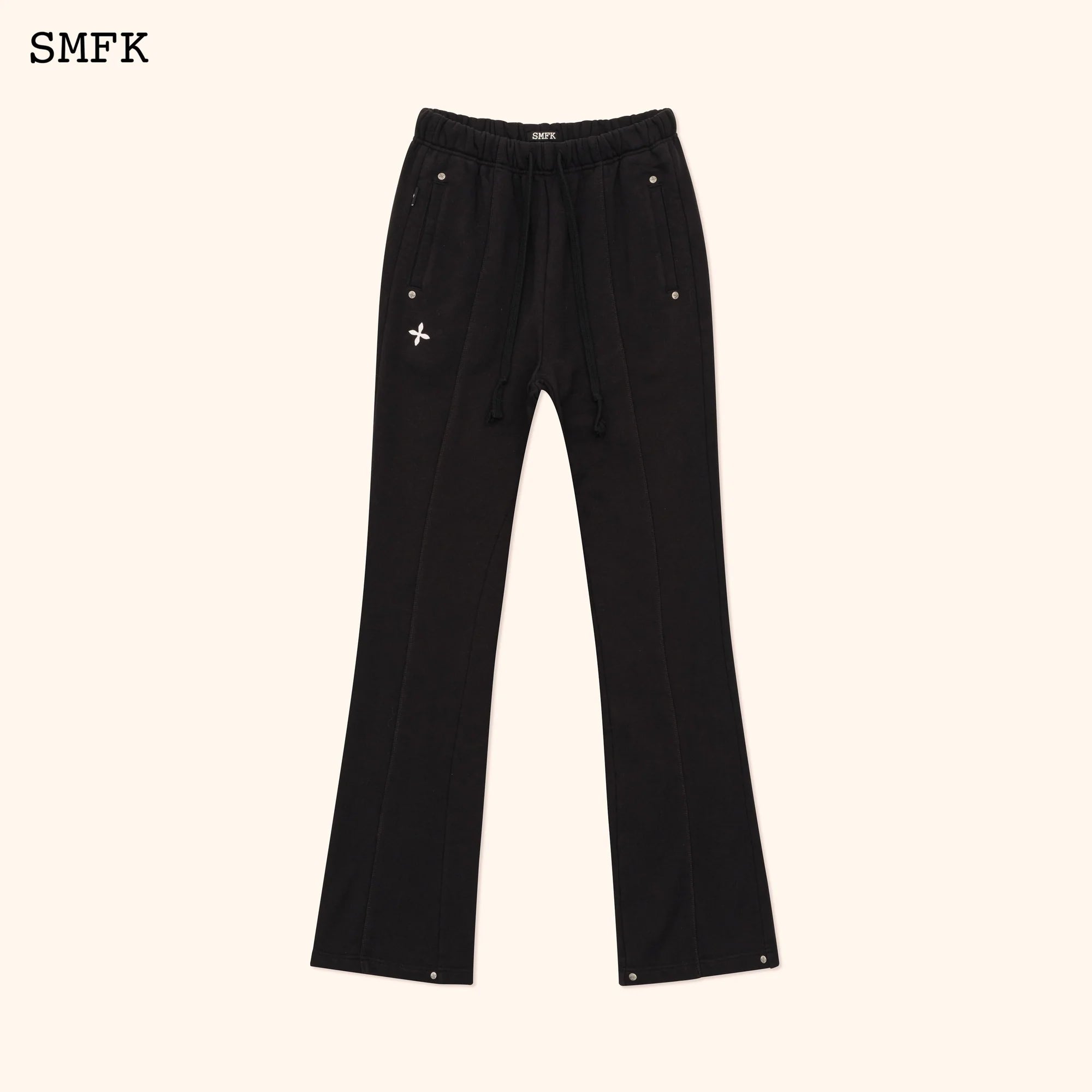 COMPASS CLASSIC CROSS FLARED SWEATPANTS IN BLACK