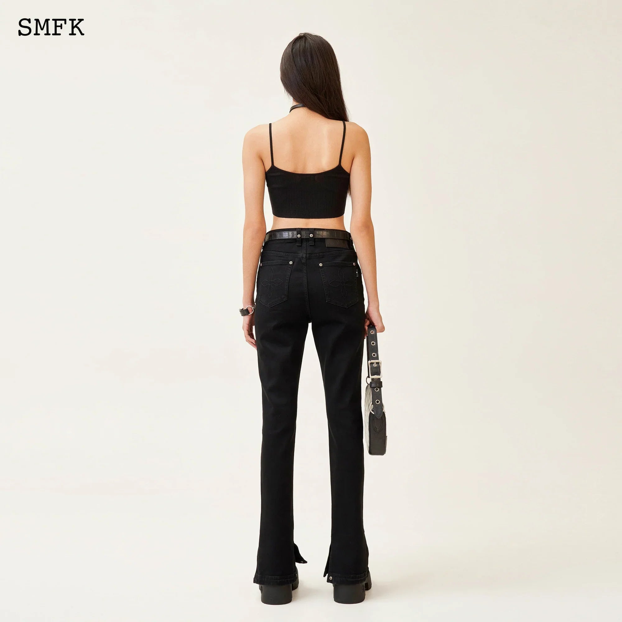 SMFK COMPASS CLASSIC HORSESHOE FLARED JEANS BLACK