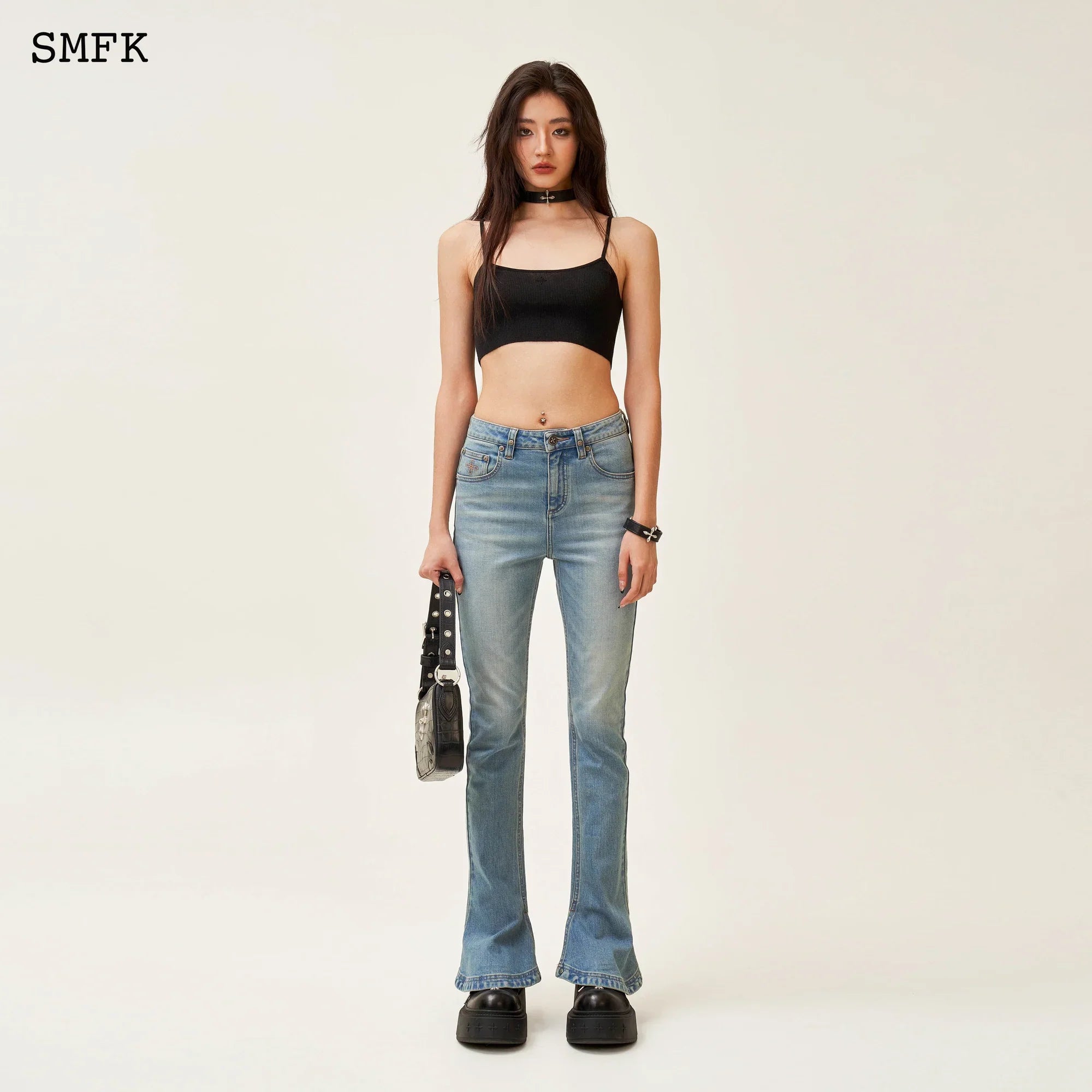 COMPASS CLASSIC HORSESHOE FLARED JEANS BLUE