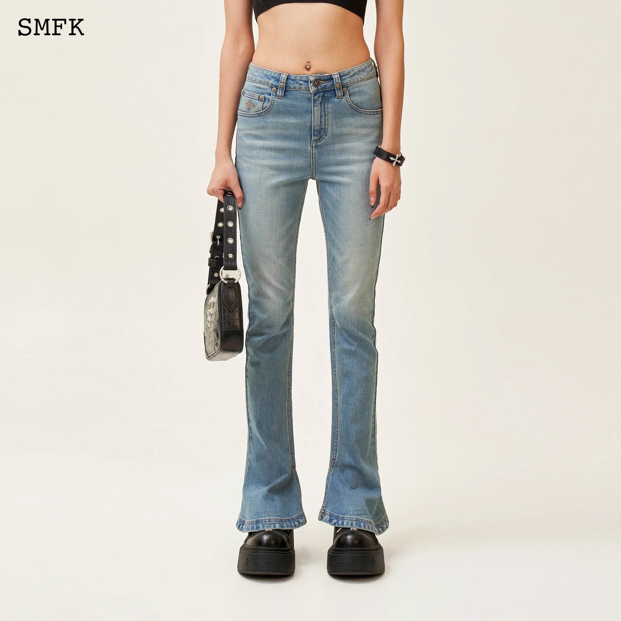 COMPASS CLASSIC HORSESHOE FLARED JEANS BLUE