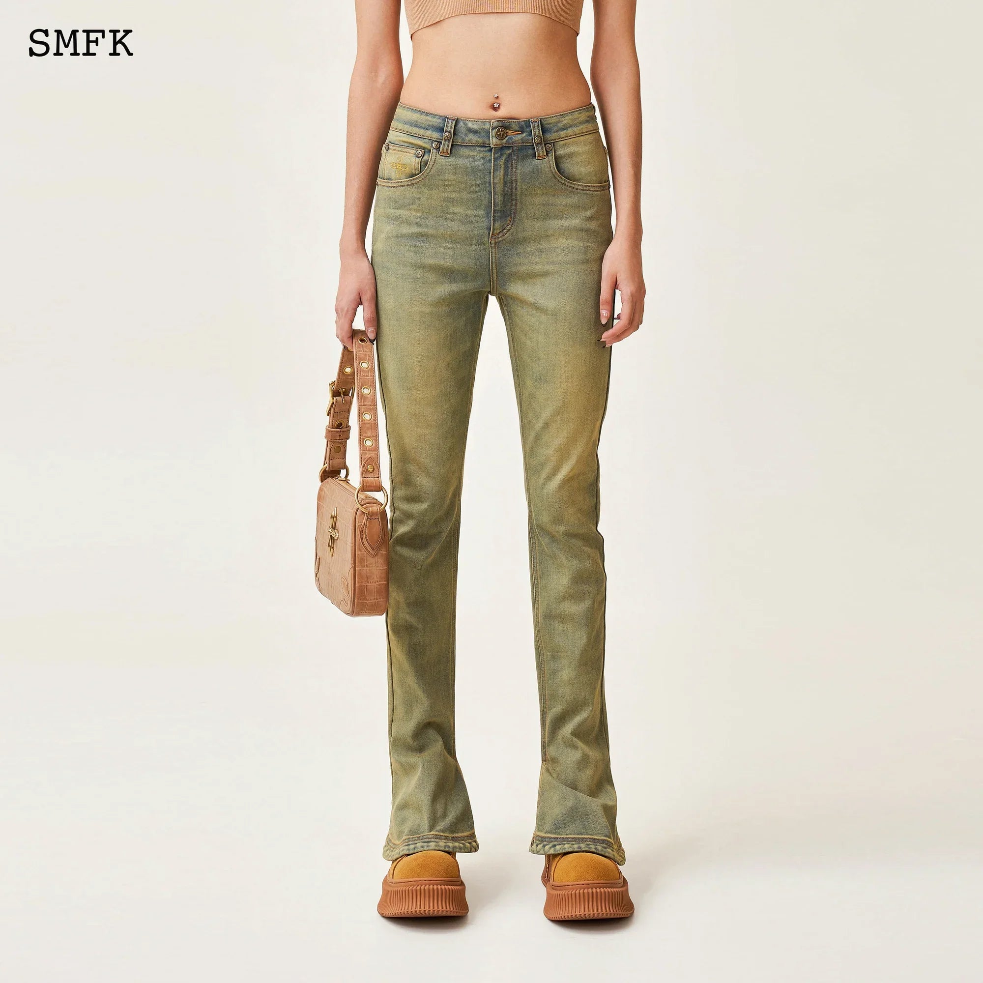 COMPASS CLASSIC HORSESHOE FLARED JEANS CHEESE