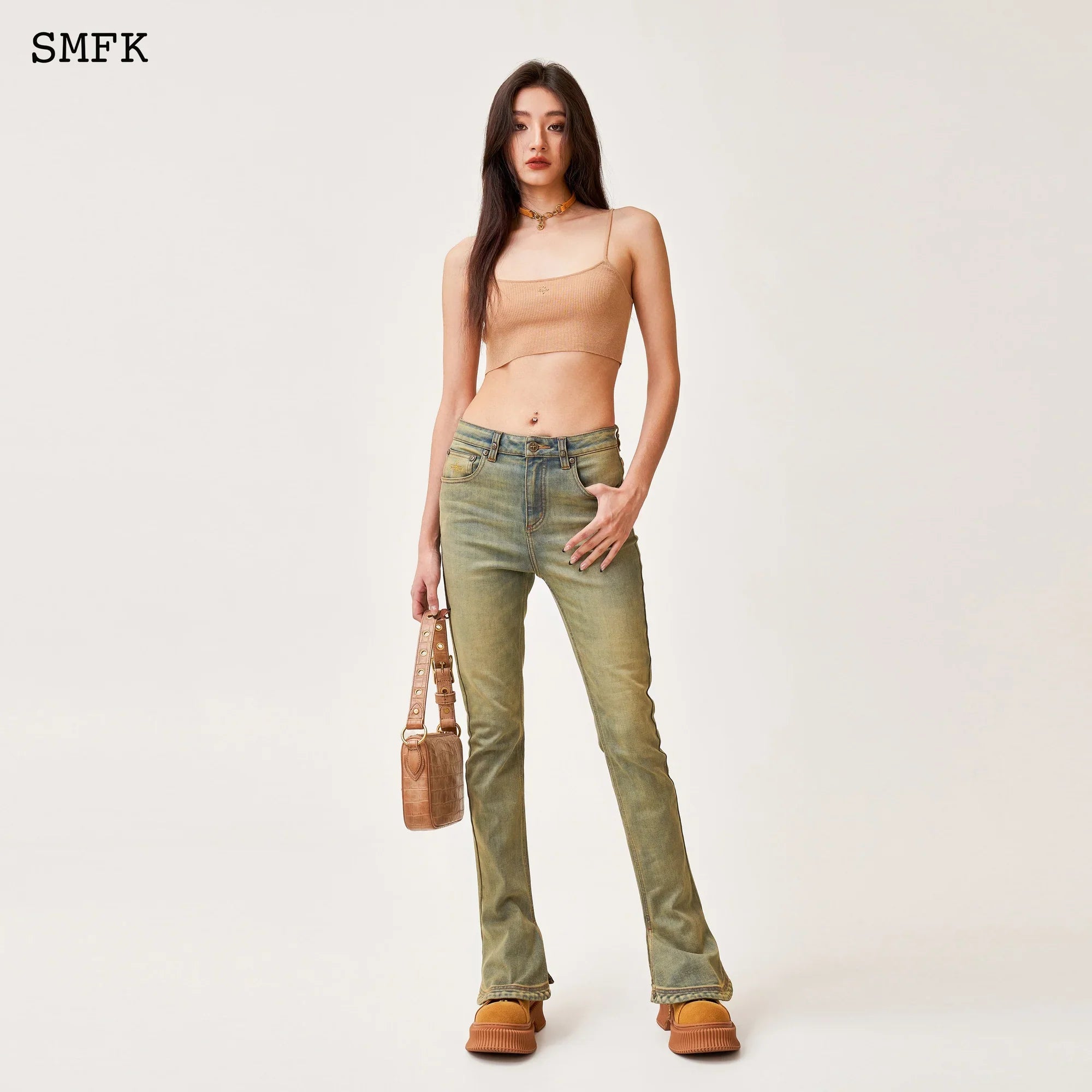 COMPASS CLASSIC HORSESHOE FLARED JEANS CHEESE
