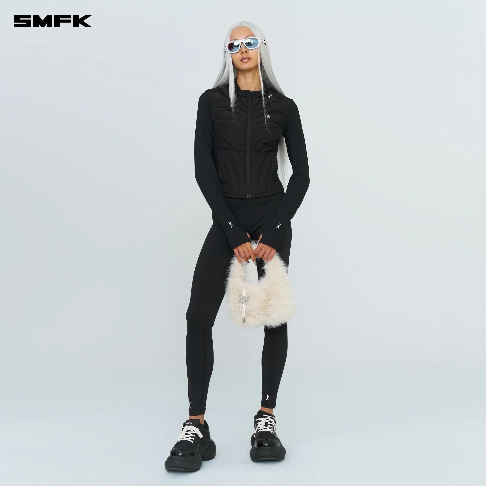 SMFK COMPASS COBBLE SMALL BAG IN CREAM