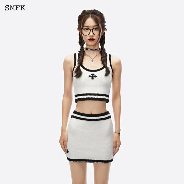 COMPASS CROSS CASHMERE CLASSIC KNIT SET SKY WHITE UST01W+