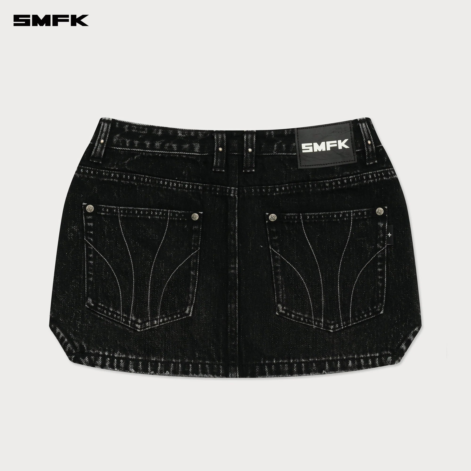 COMPASS CROSS CLASSIC CUT-OFF DENIM SKIRT IN BLACK