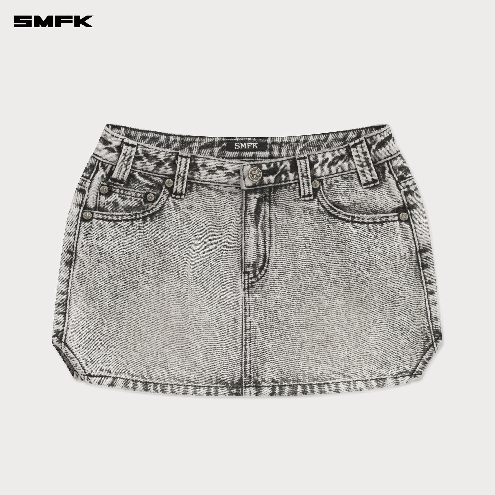 COMPASS CROSS CLASSIC CUT-OFF DENIM SKIRT IN GRAY