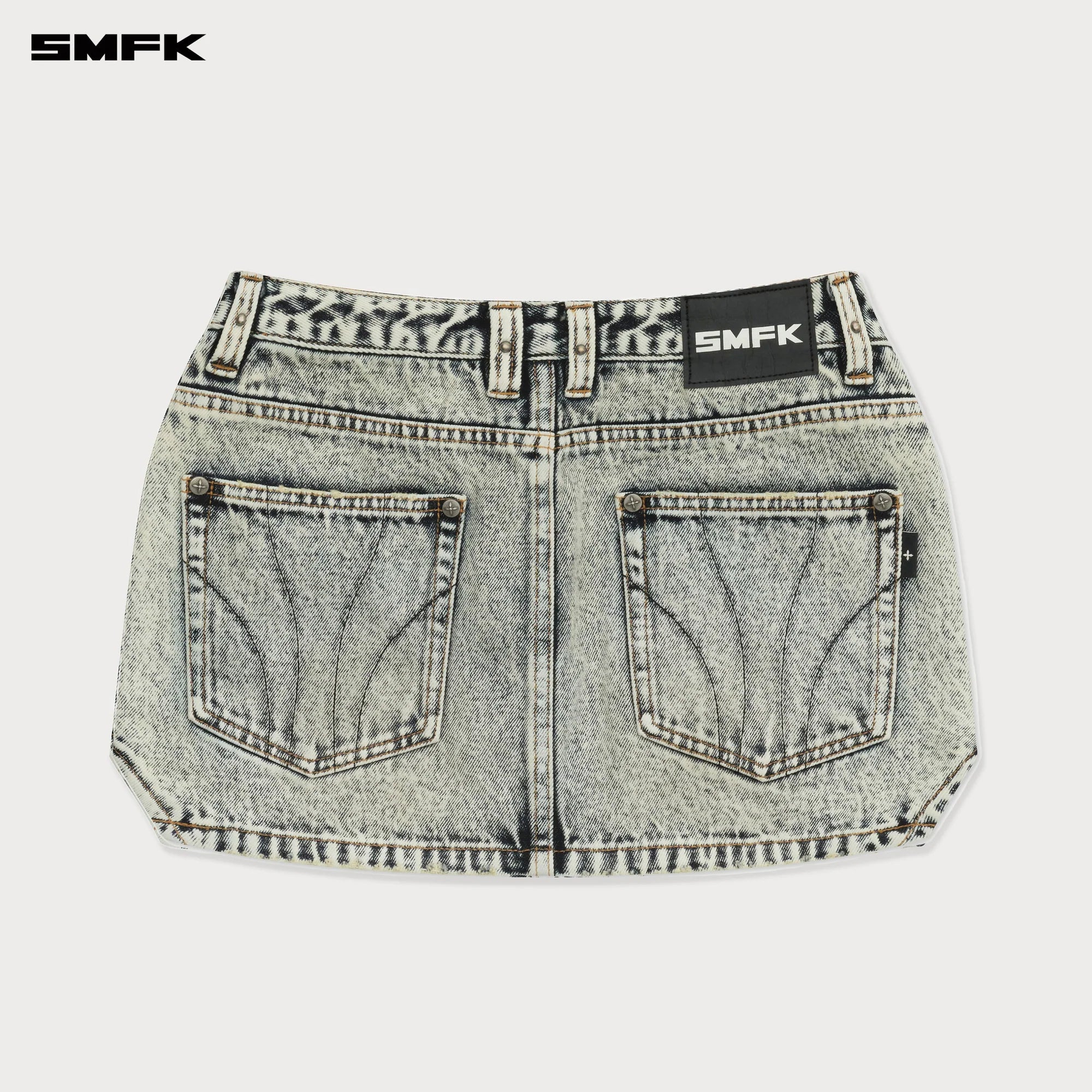 COMPASS CROSS CLASSIC CUT-OFF DENIM SKIRT IN WHITE