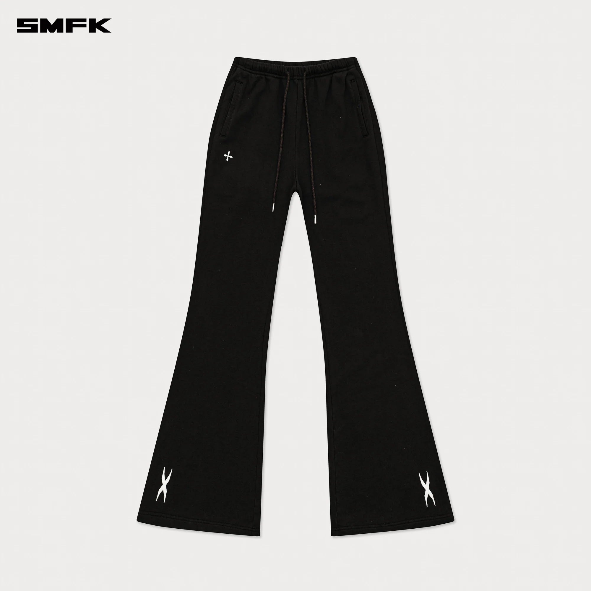 COMPASS CROSS CLASSIC FLARED TRACK PANTS IN BLACK