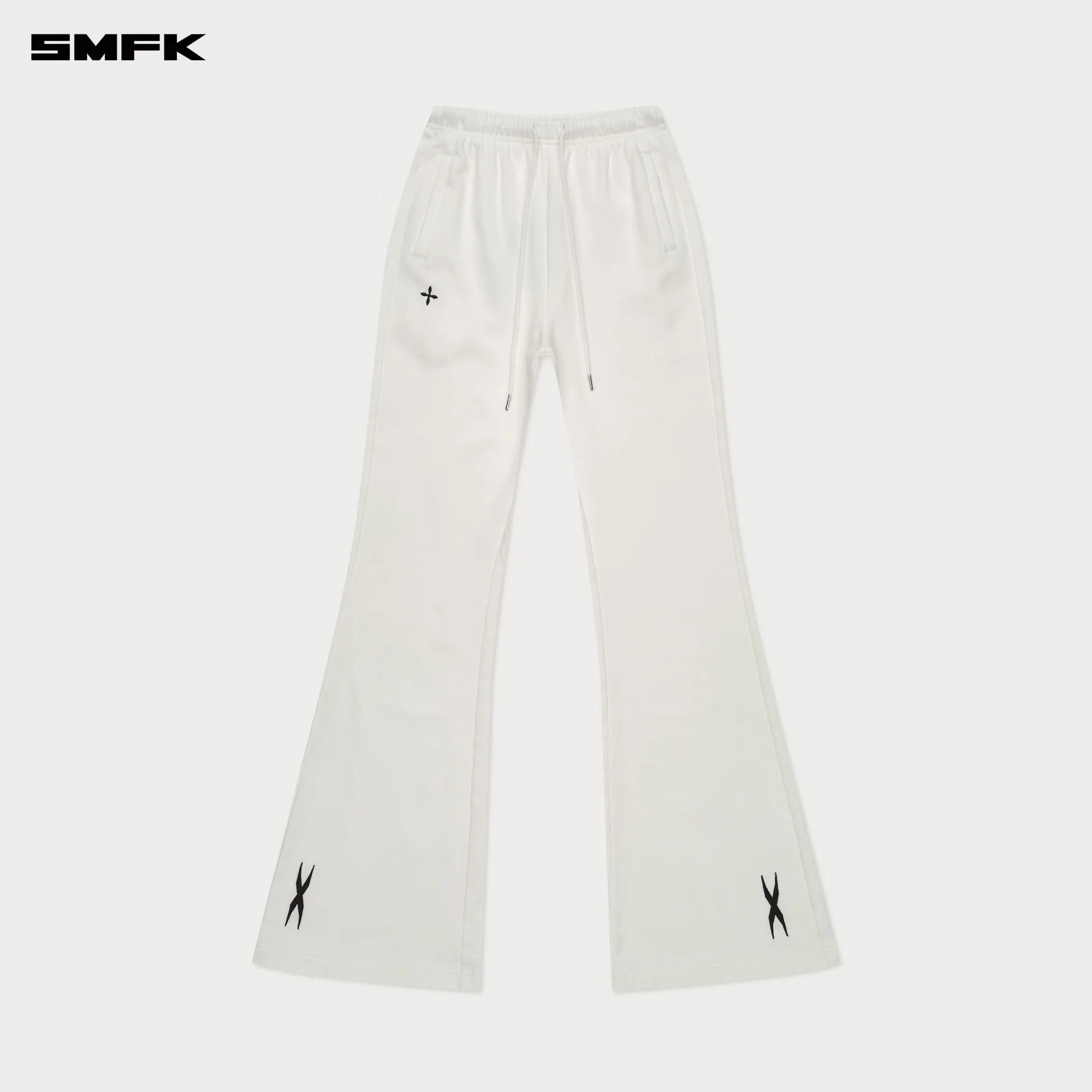 COMPASS CROSS CLASSIC FLARED TRACK PANTS IN WHITE