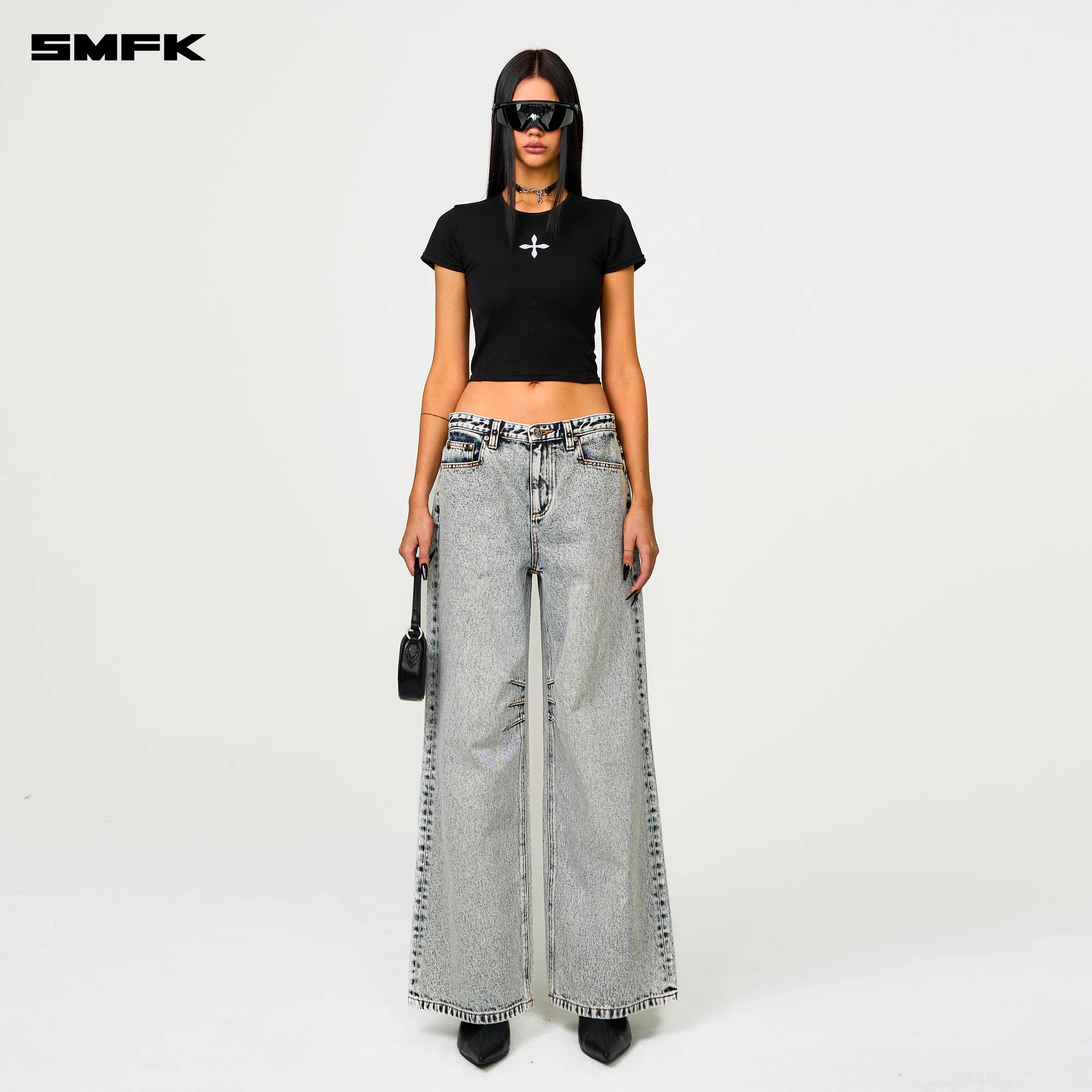 COMPASS CROSS CLASSIC WIDE-LEG JEANS IN WHITE