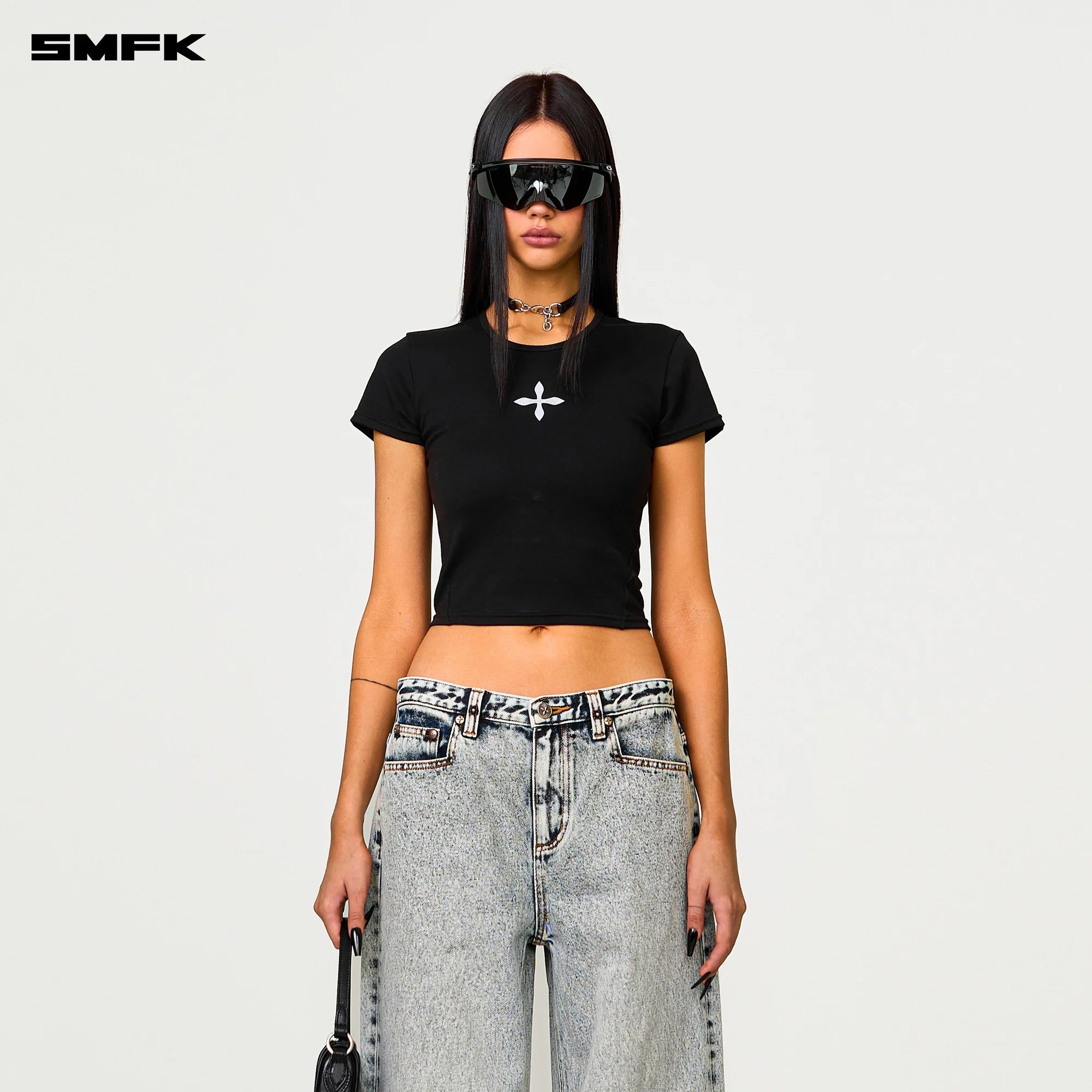 COMPASS CROSS CLASSIC WIDE-LEG JEANS IN WHITE