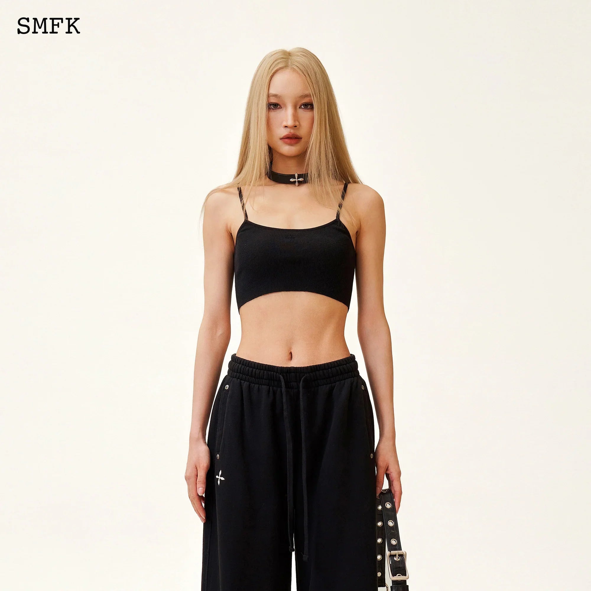 SMFK COMPASS CROSS CLASSIC WIDE-LEG SWEATPANTS BLACK