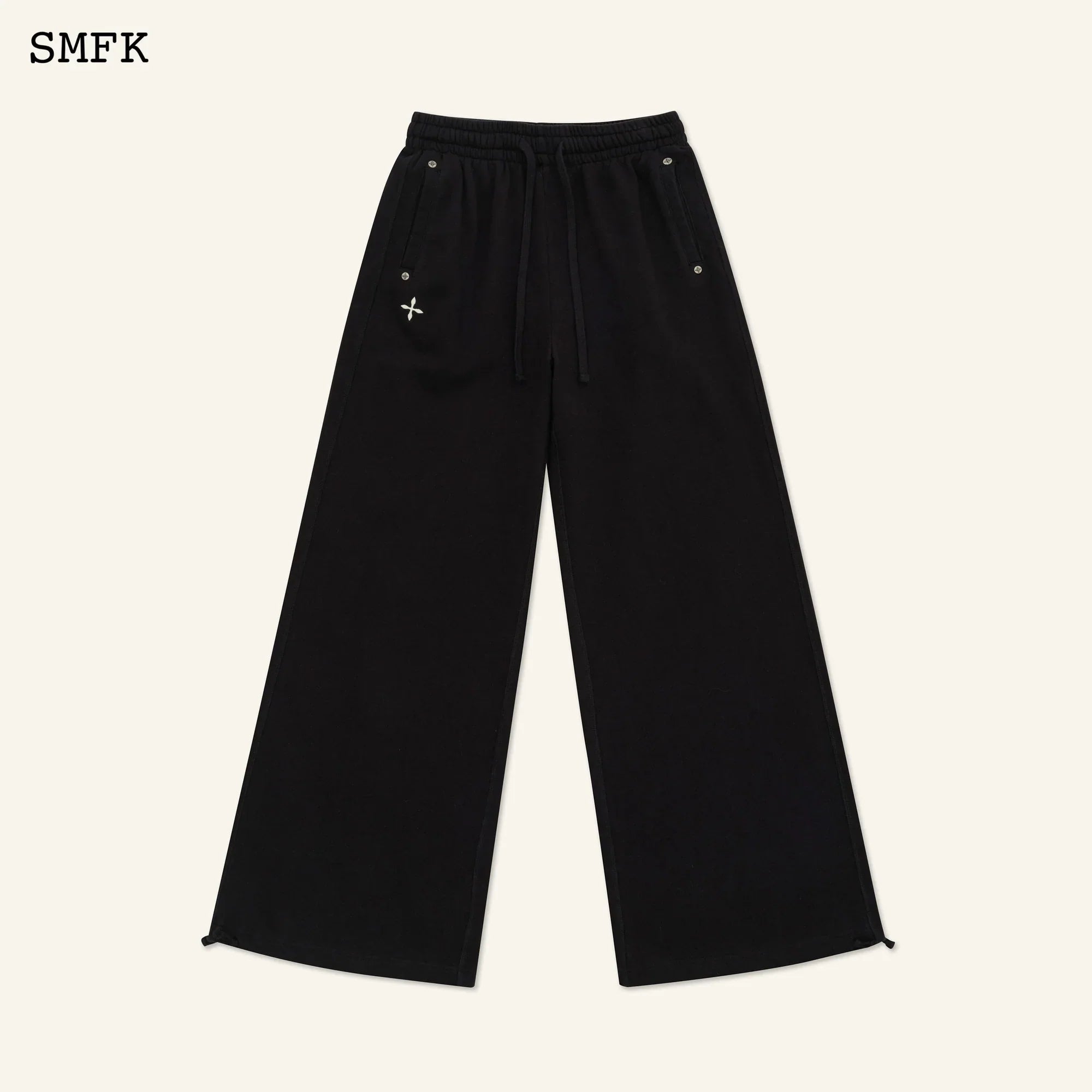 SMFK COMPASS CROSS CLASSIC WIDE-LEG SWEATPANTS BLACK