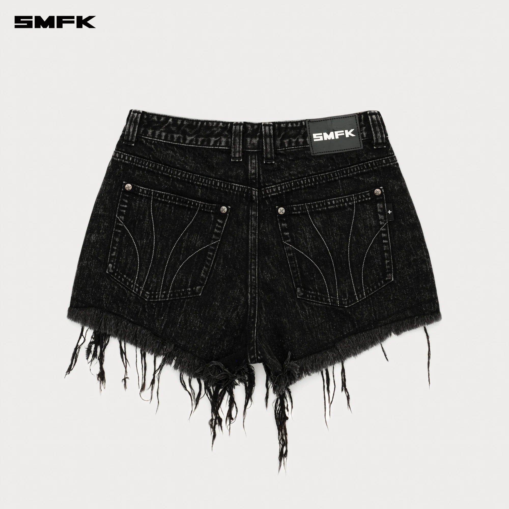 SMFK COMPASS CROSS CLASSIC WILD DENIM SHORTS IN BLACK