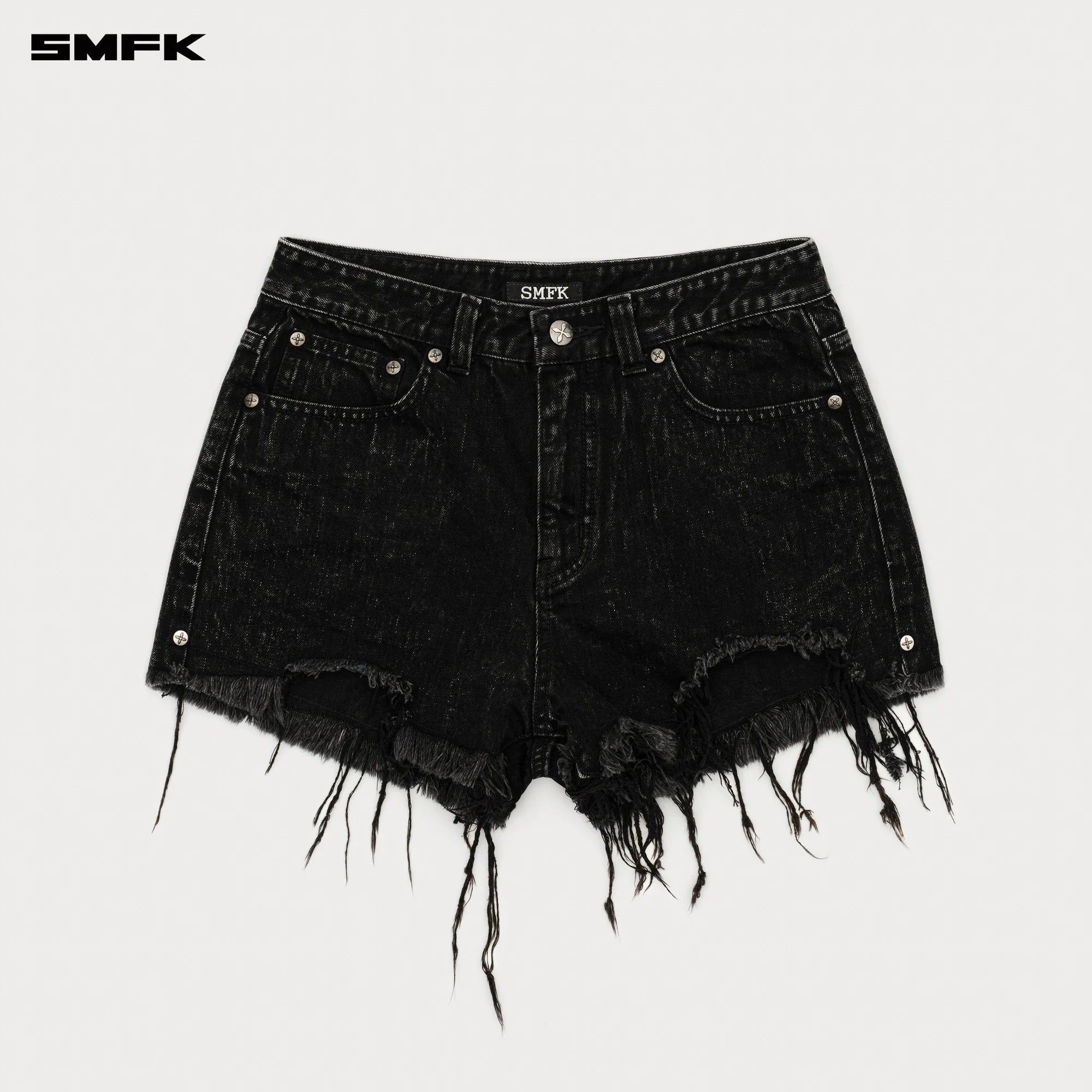 SMFK COMPASS CROSS CLASSIC WILD DENIM SHORTS IN BLACK