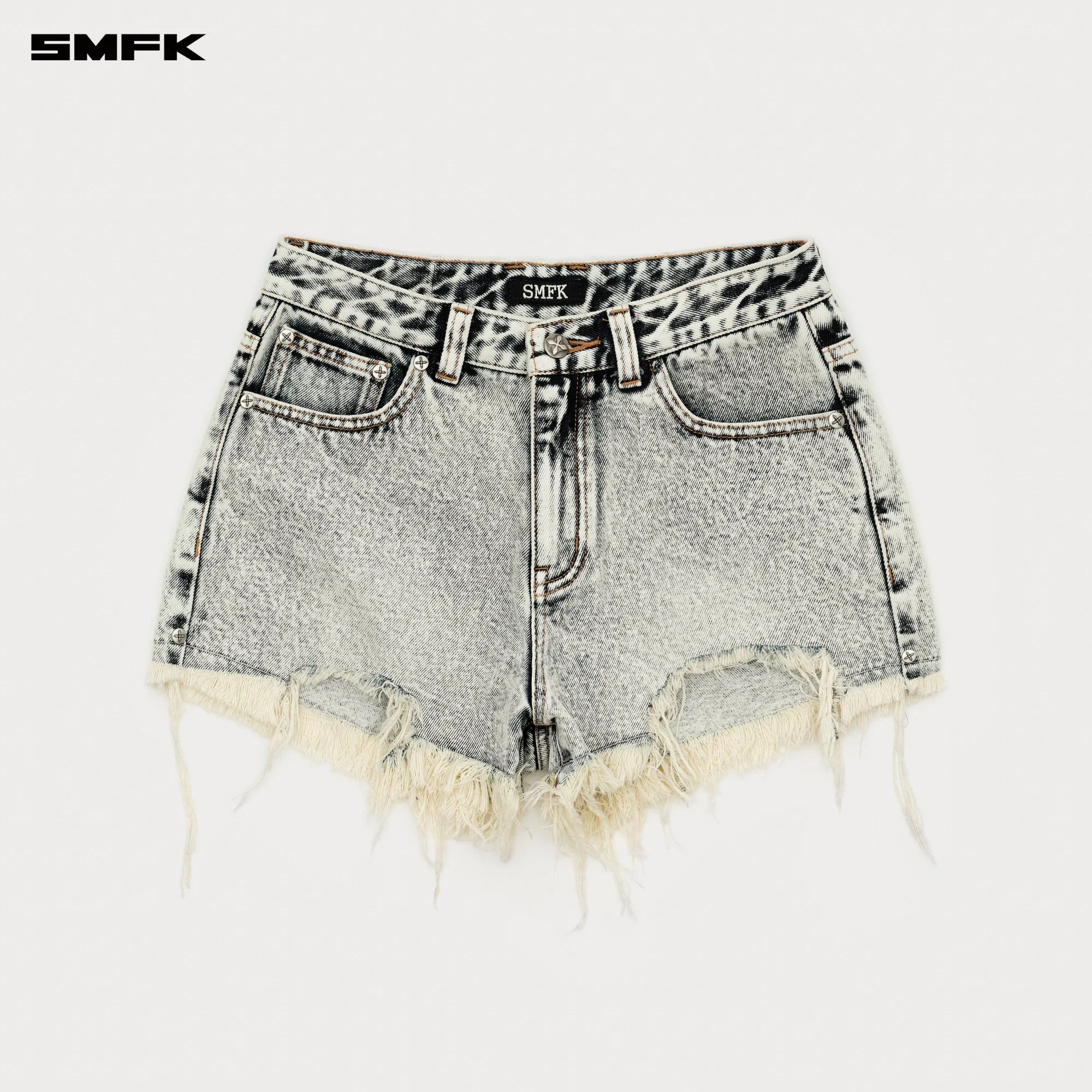 SMFK COMPASS CROSS CLASSIC WILD DENIM SHORTS IN WHITE