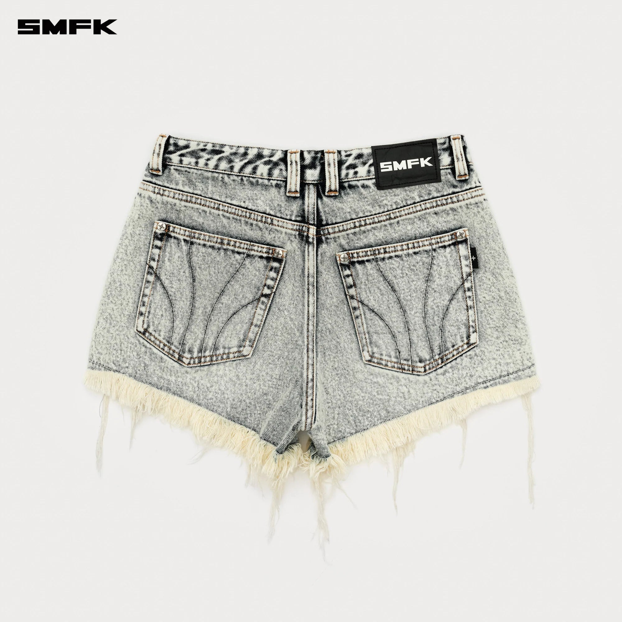 SMFK COMPASS CROSS CLASSIC WILD DENIM SHORTS IN WHITE