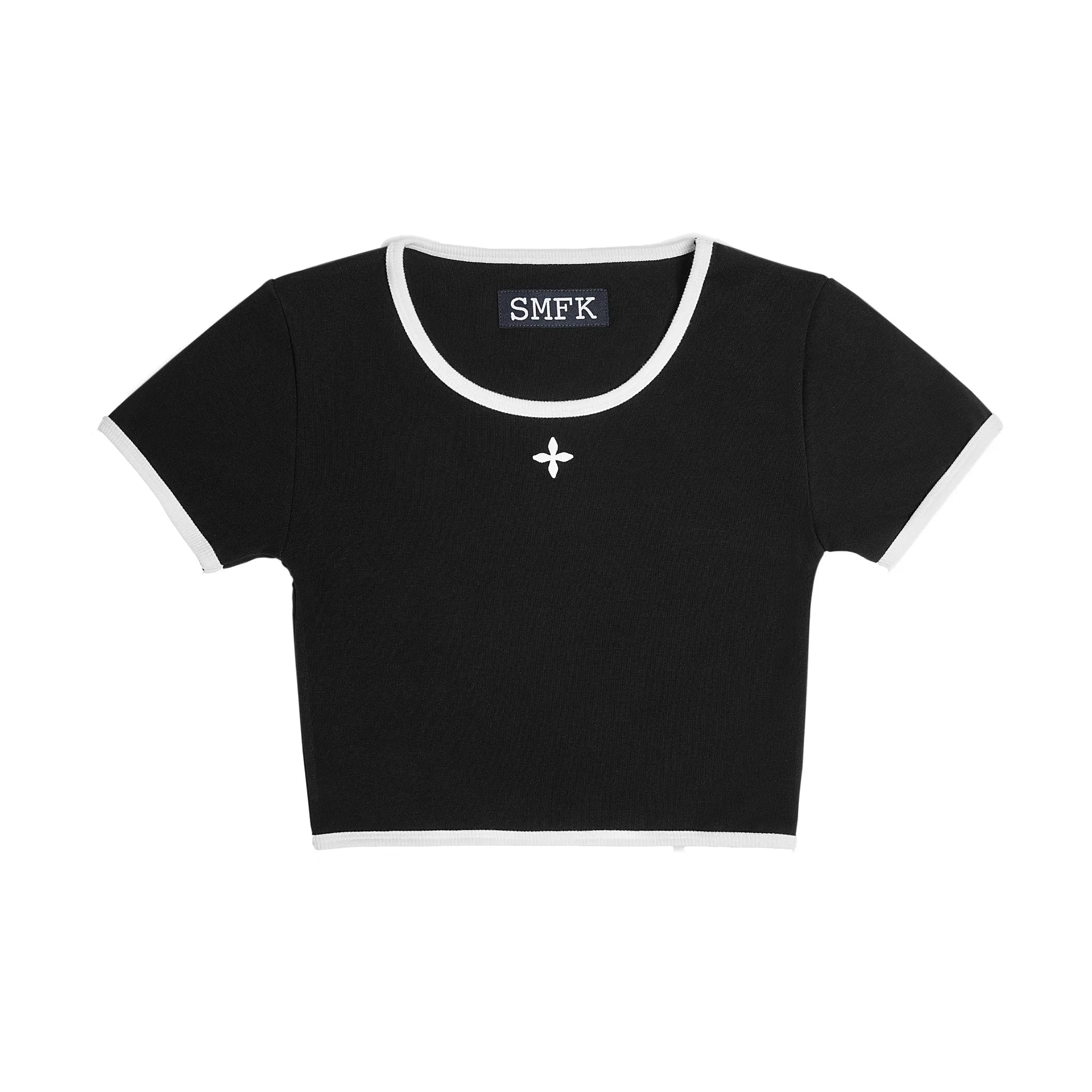 COMPASS CROSS FLOWER VINTAGE SPORTS SHORT BODY TEE MIDNIGHT BLACK UT008BW