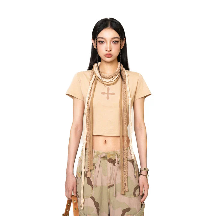 COMPASS CROSS SLIM-FIT TEE IN WHEAT DT001F