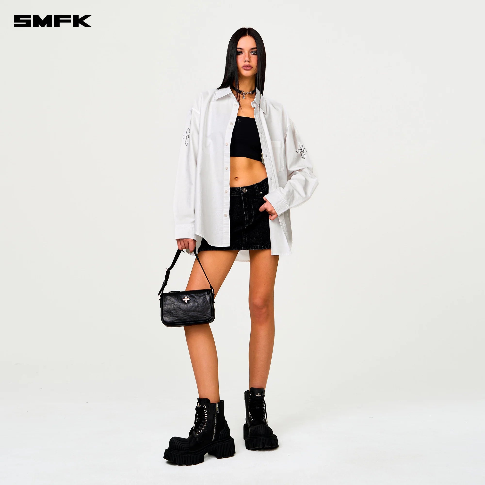 COMPASS DESIGNER OVERSIZE SHIRT IN WHITE