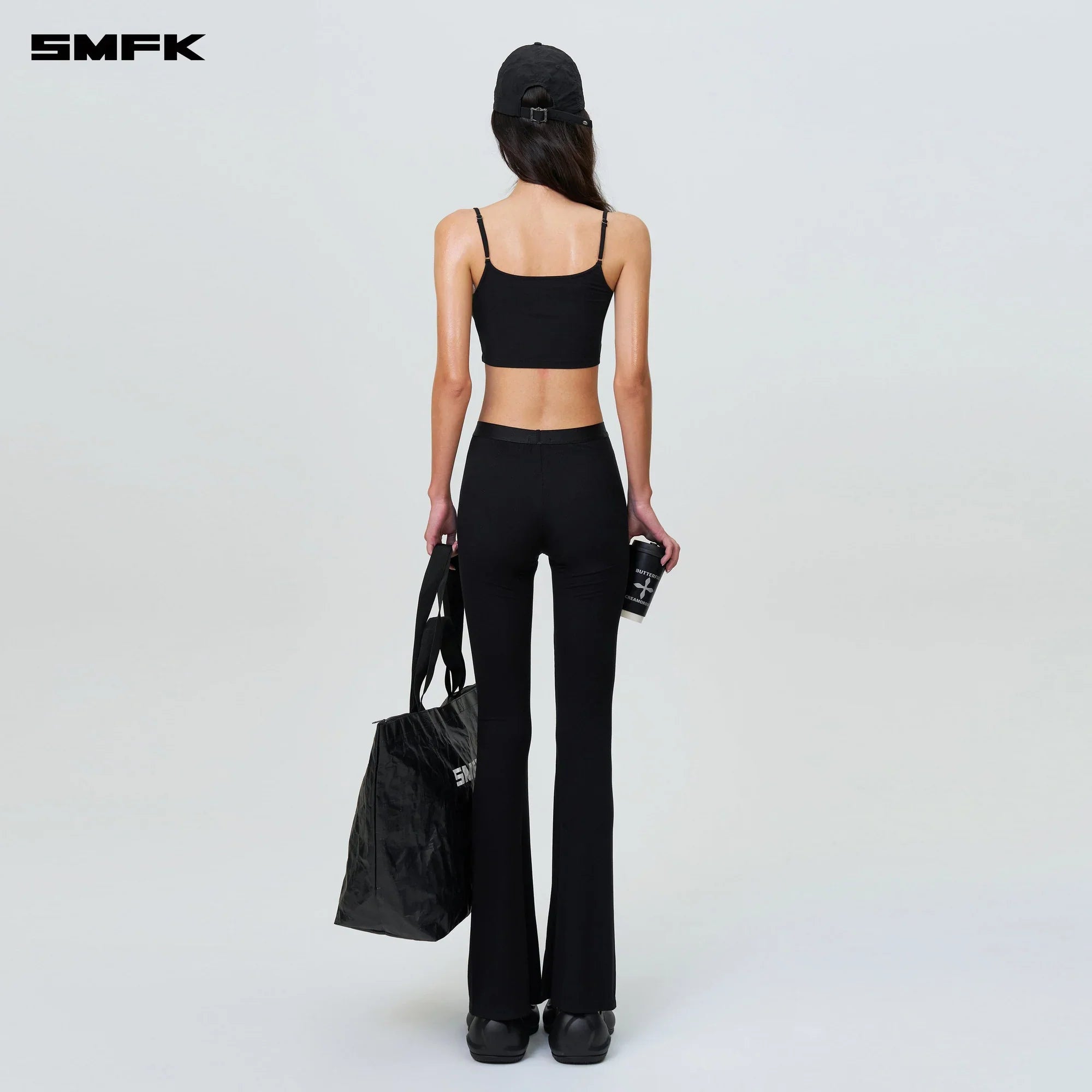 COMPASS HUG HIGH-WAISTED SPORTS FLARED PANTS BLACK