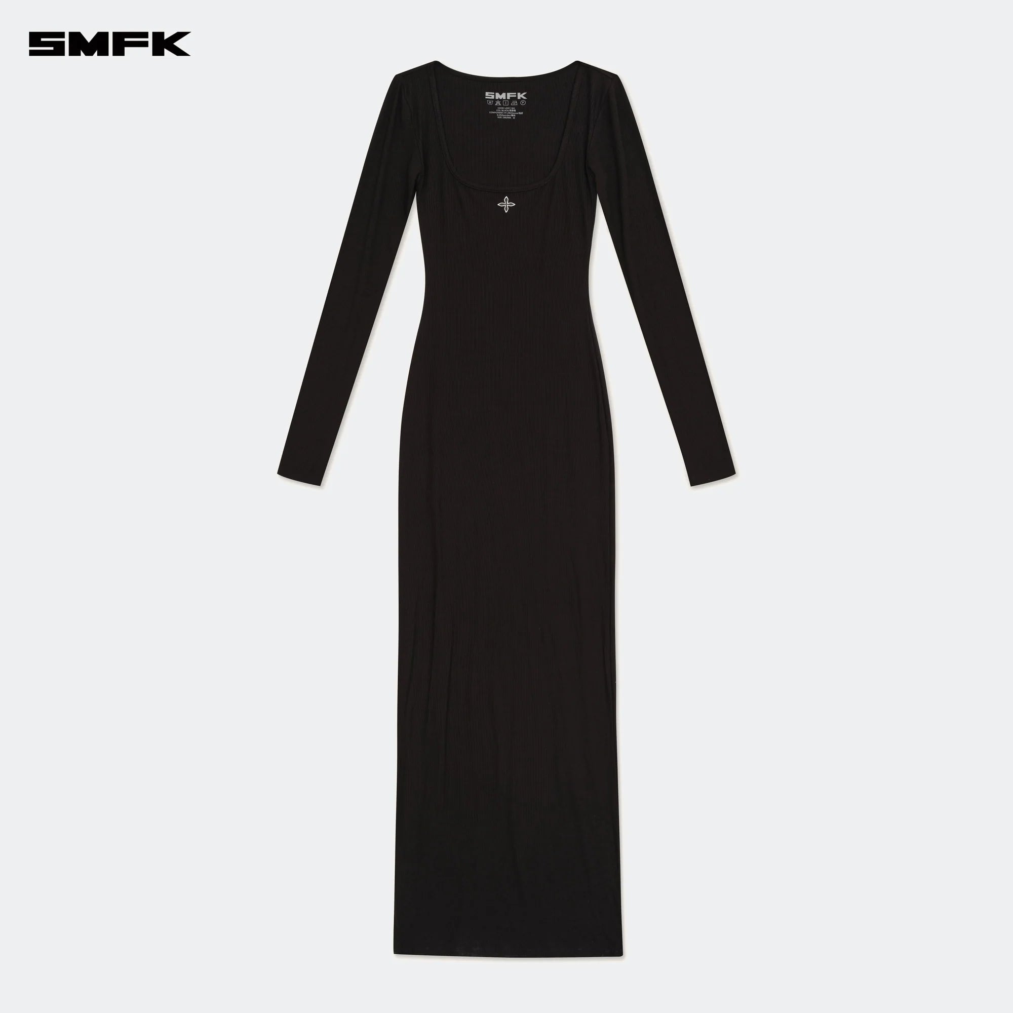 COMPASS HUG SKIN ONE-PIECE LONG DRESS BLACK