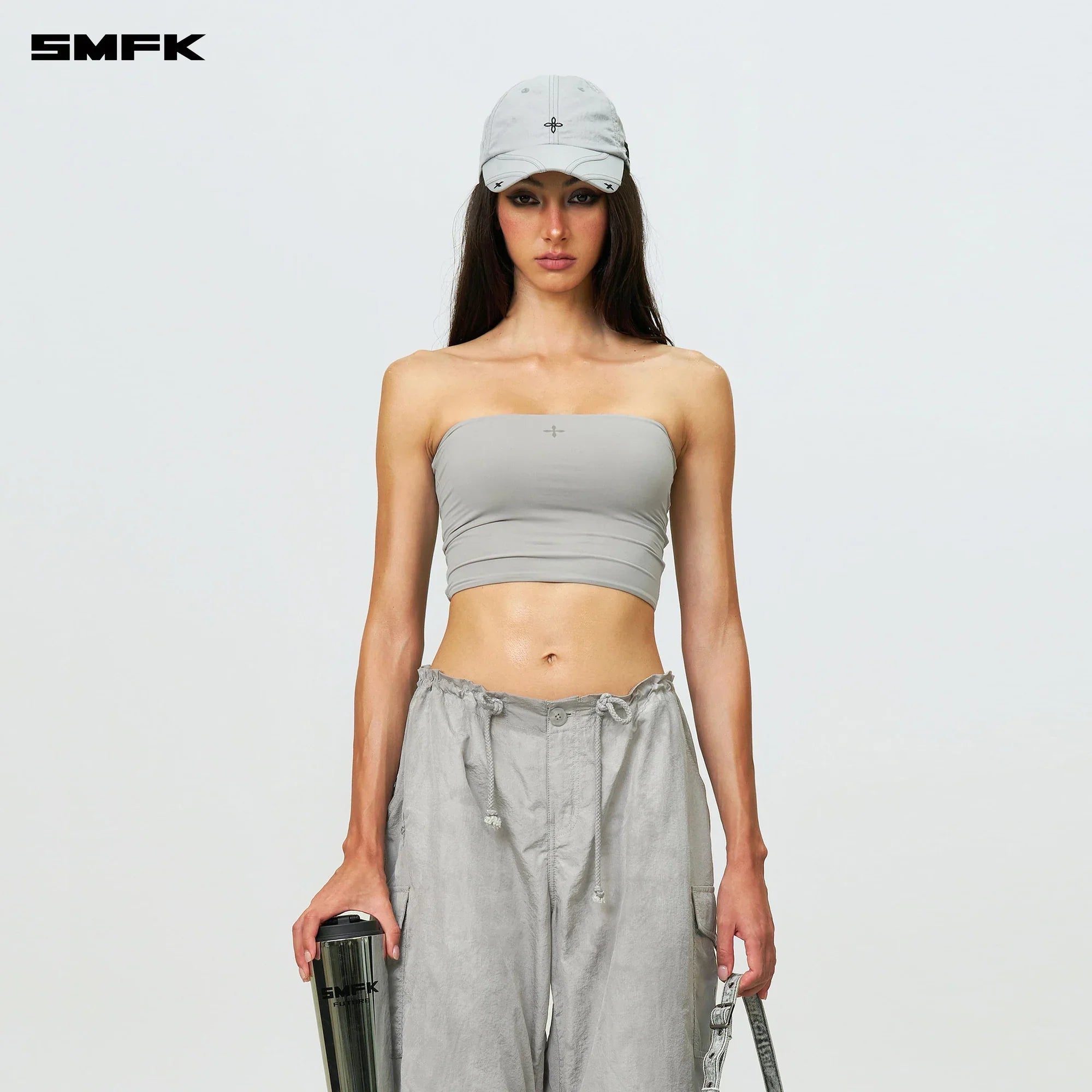 COMPASS HUG SKIN TUBE TOP GRAY