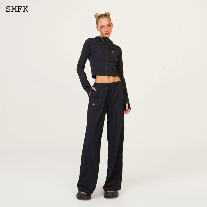 COMPASS HUG SUN-PROOF SUPER LIGHT FLARED PANTS BLACK