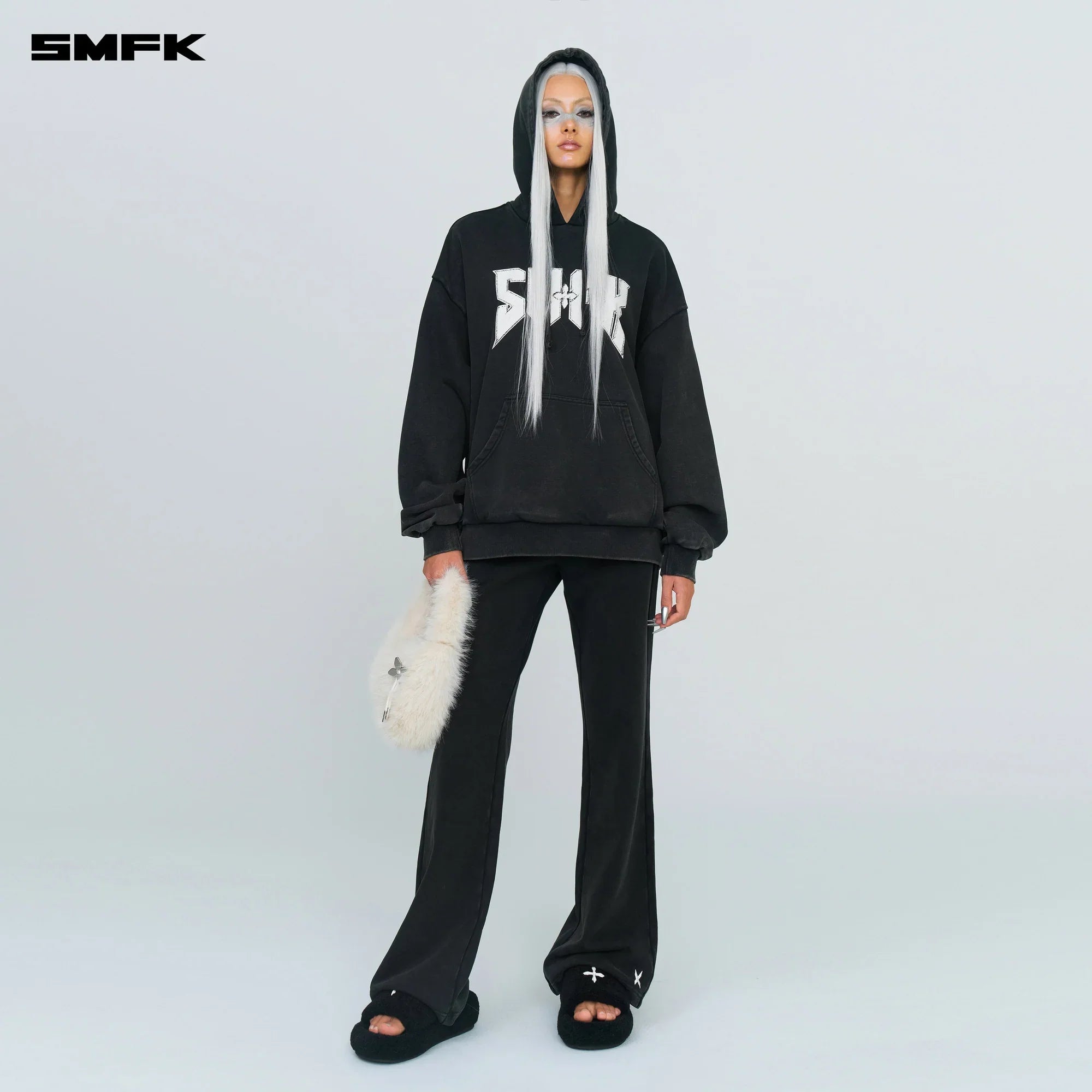 COMPASS METAL ROCK LOOSE HOODIE BLACK