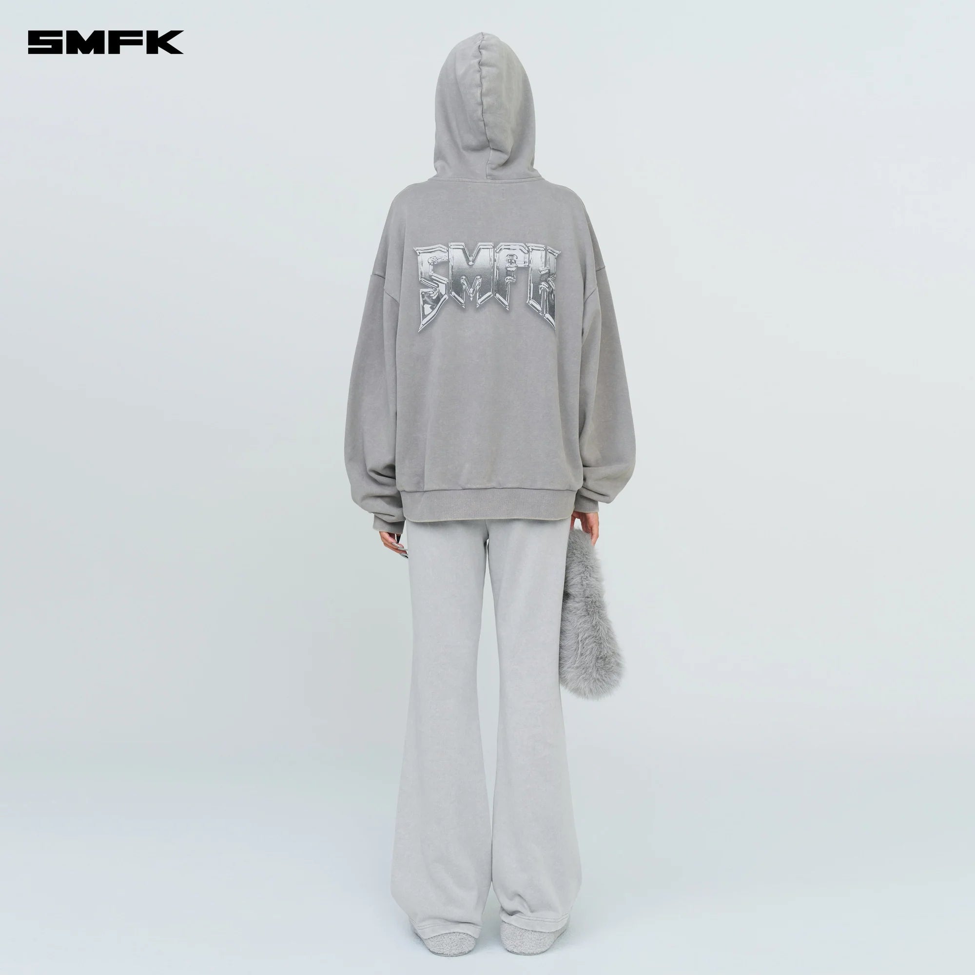 COMPASS METAL ROCK LOOSE HOODIE GRAY
