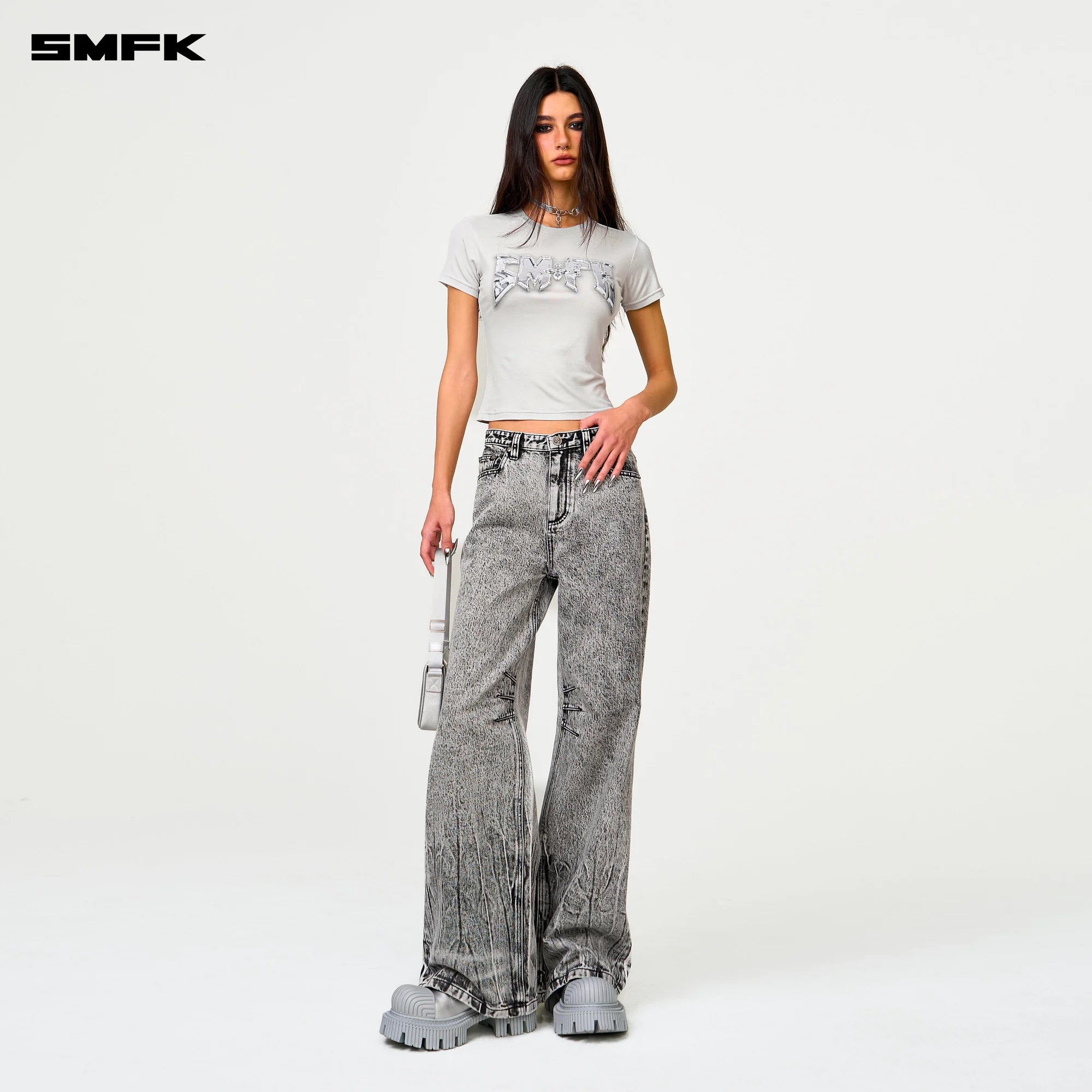 COMPASS METAL ROCK SLIM-FIT TEE GRAY