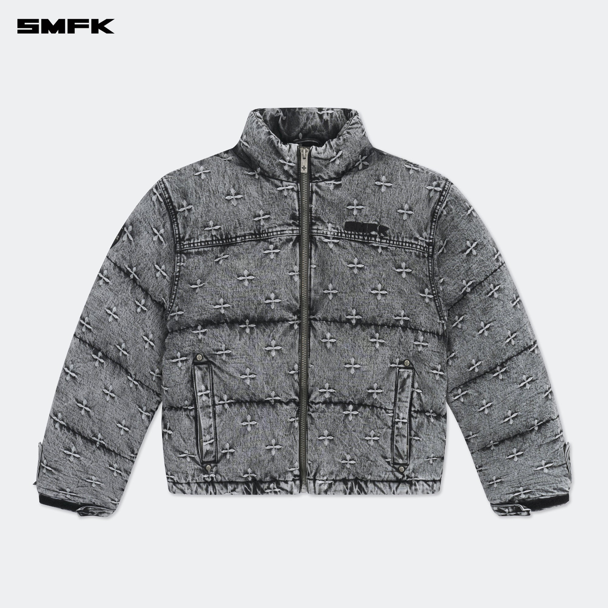 COMPASS MUSTANG CLASSIC DENIM PUFFER JACKET IN GRAY