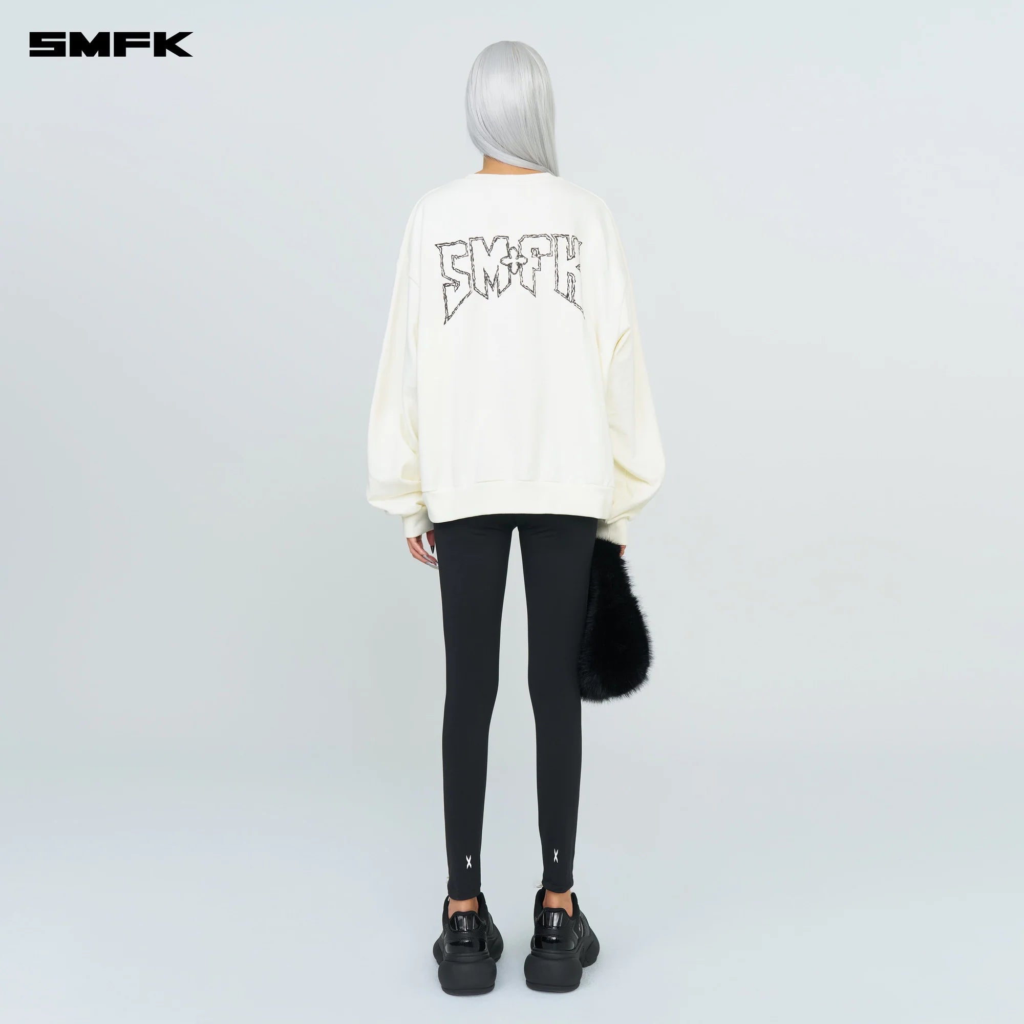 COMPASS ROCKING RETRO LOOSE SWEATSHIRT CREAM