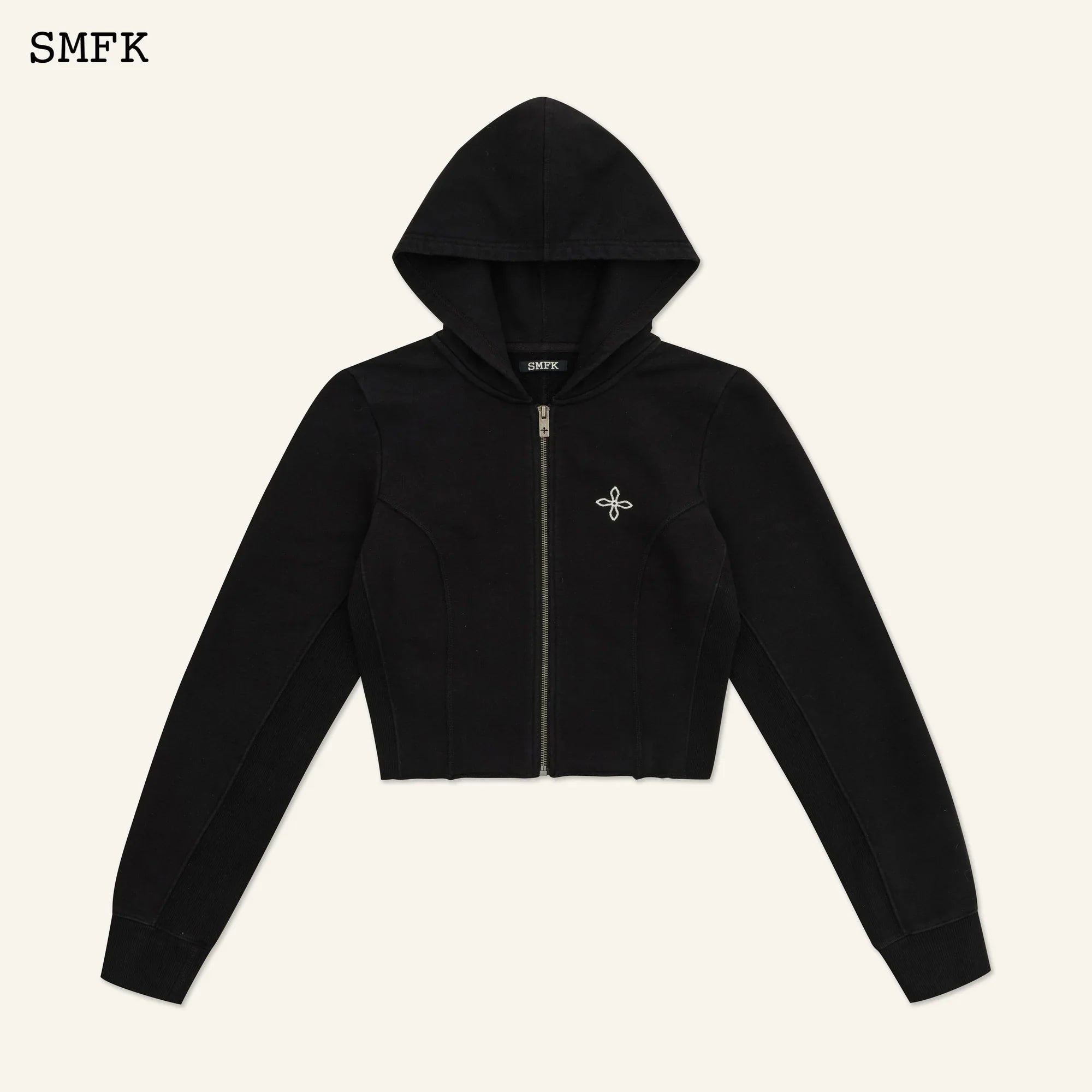 SMFK COMPASS ROVE STRAY SLIM-FIT HOODIE IN BLACK