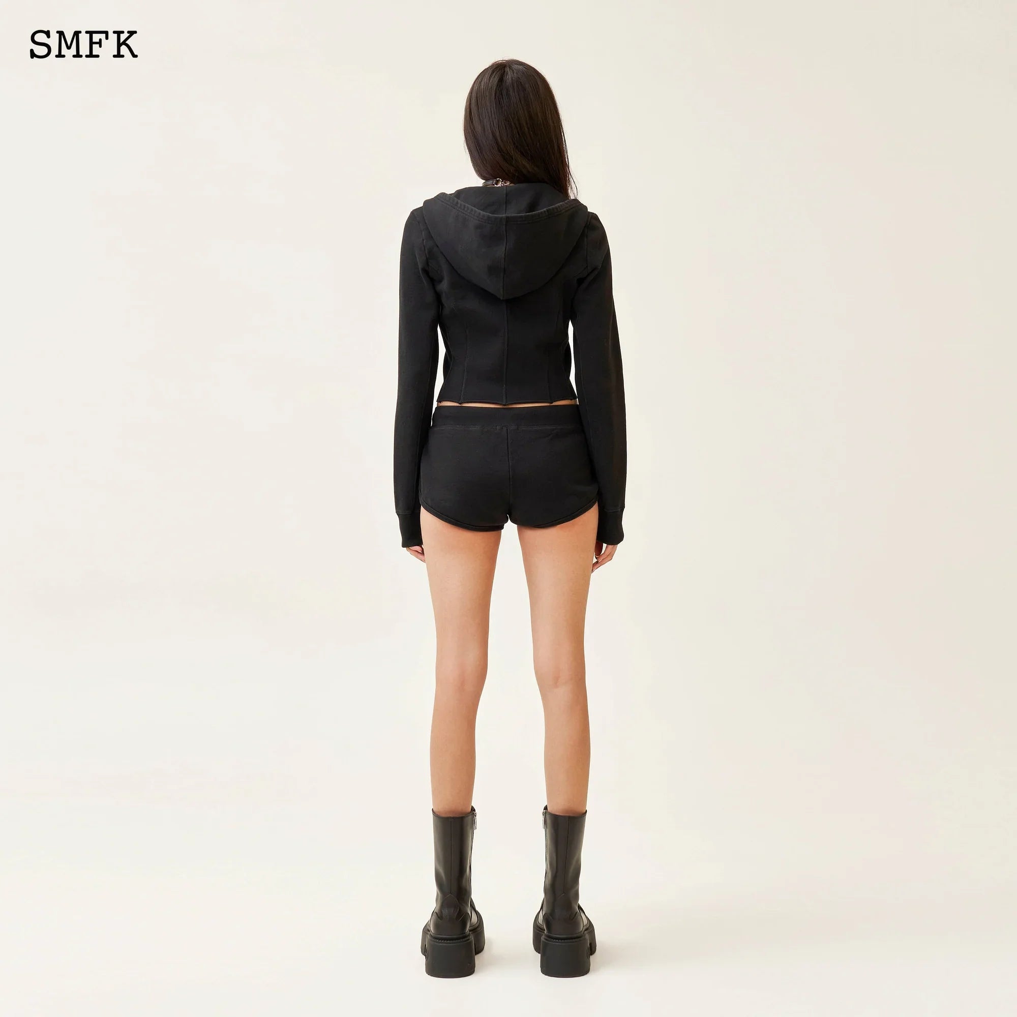 SMFK COMPASS ROVE STRAY SLIM-FIT HOODIE IN BLACK