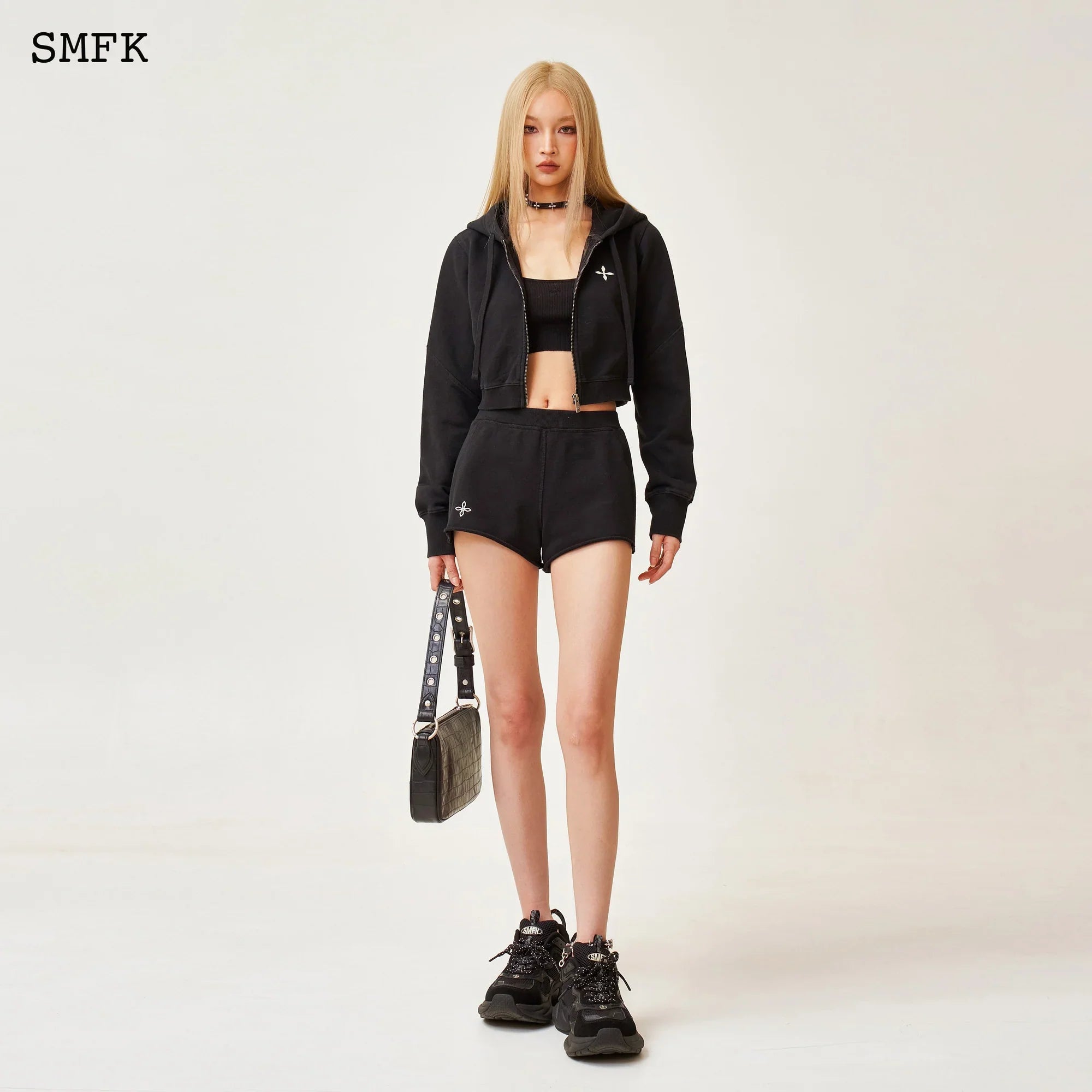 SMFK COMPASS ROVE STRAY SLIM-FIT SPORTY SHORTS BLACK