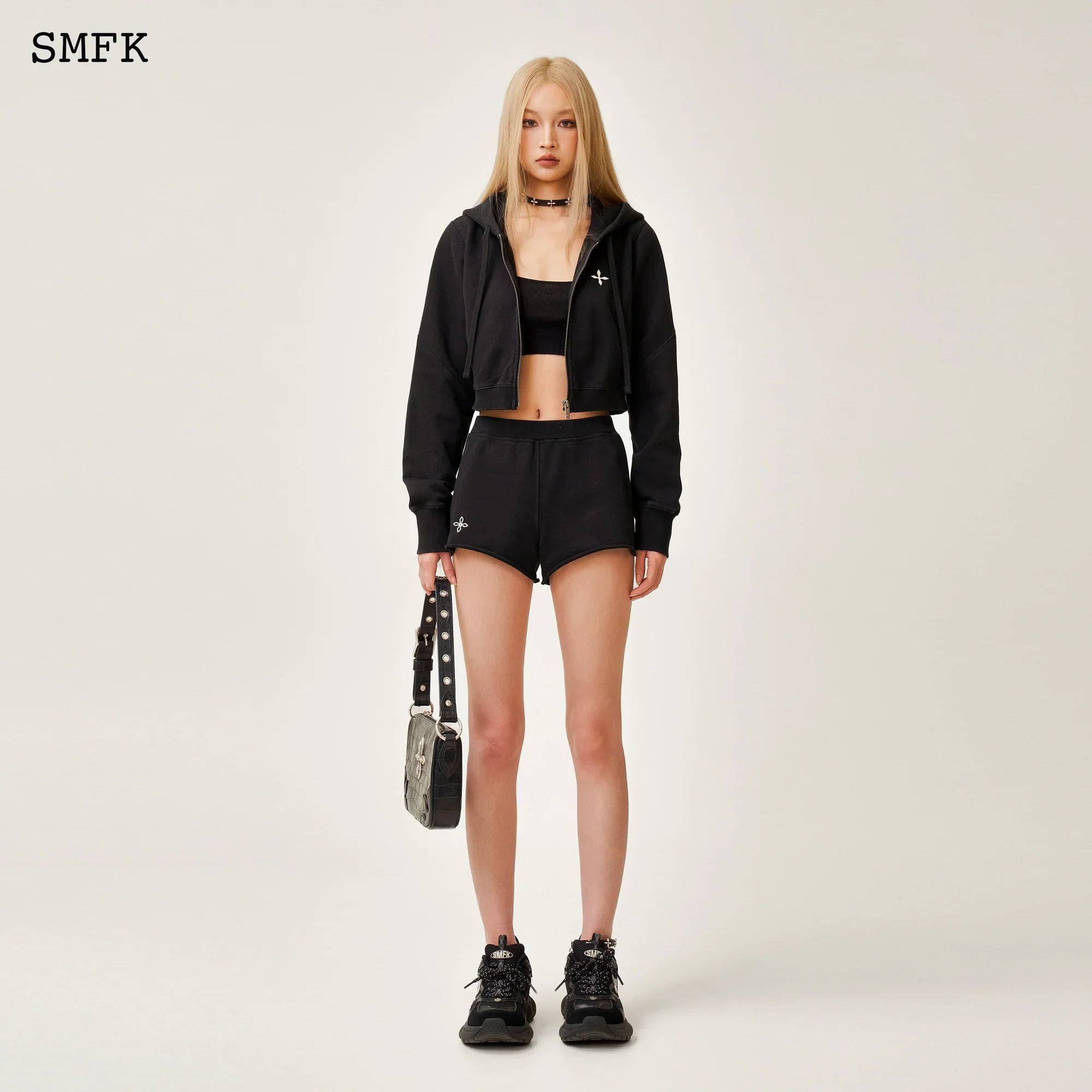 SMFK COMPASS ROVE STRAY SLIM-FIT SPORTY SHORTS BLACK