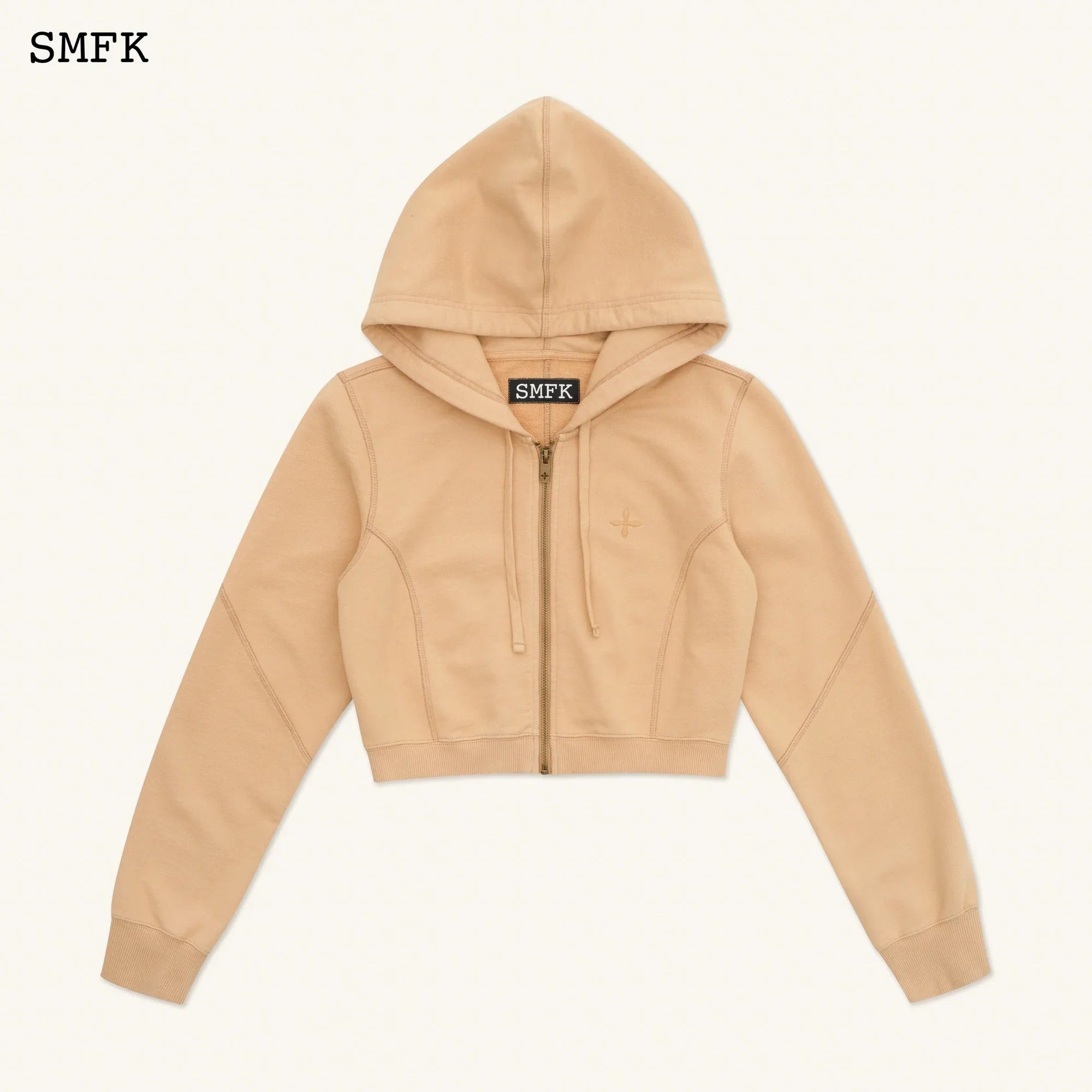 SMFK COMPASS RUSH SHORT SPORTY HOODIE IN SAND