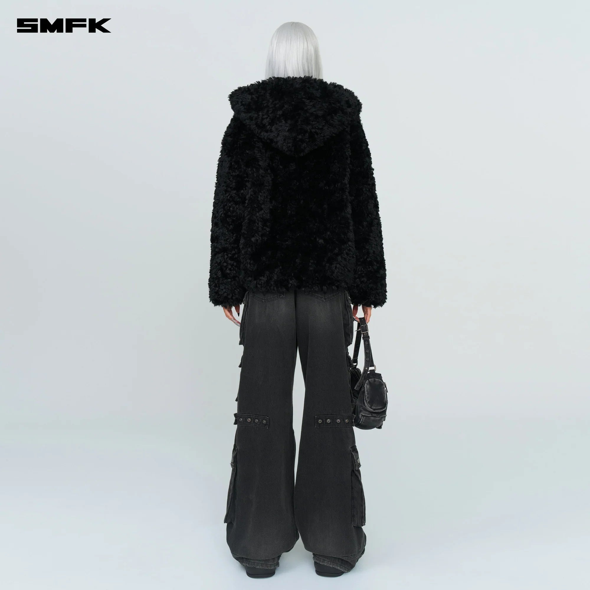 COMPASS SNOWMAN CLASSIC FAUX FUR JACKET BLACK