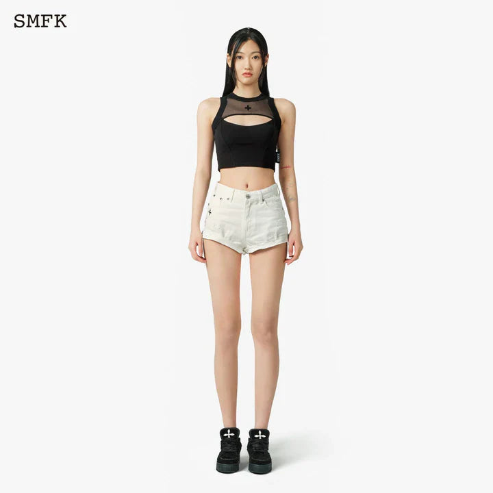SMFK COMPASS STRAIGHT LEG SHORTS WHITE PS002W+