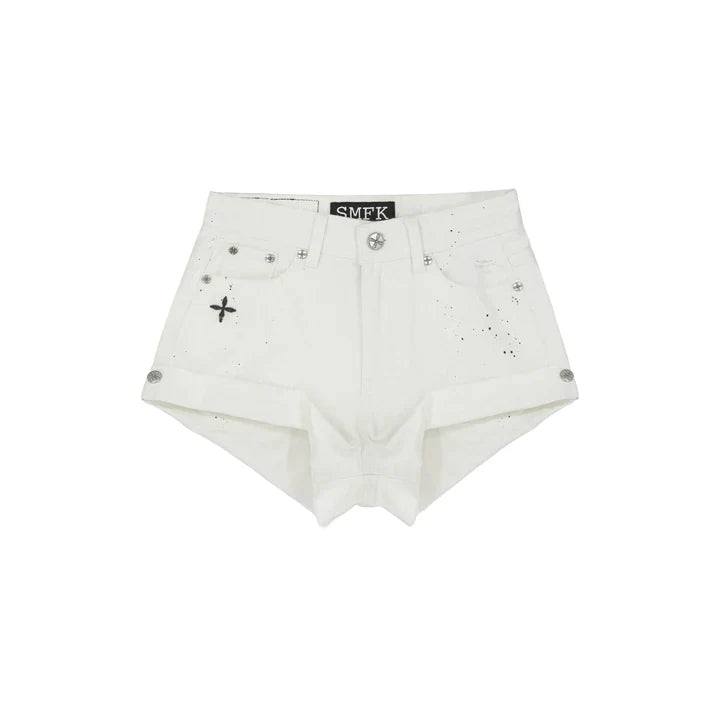 SMFK COMPASS STRAIGHT LEG SHORTS WHITE PS002W+