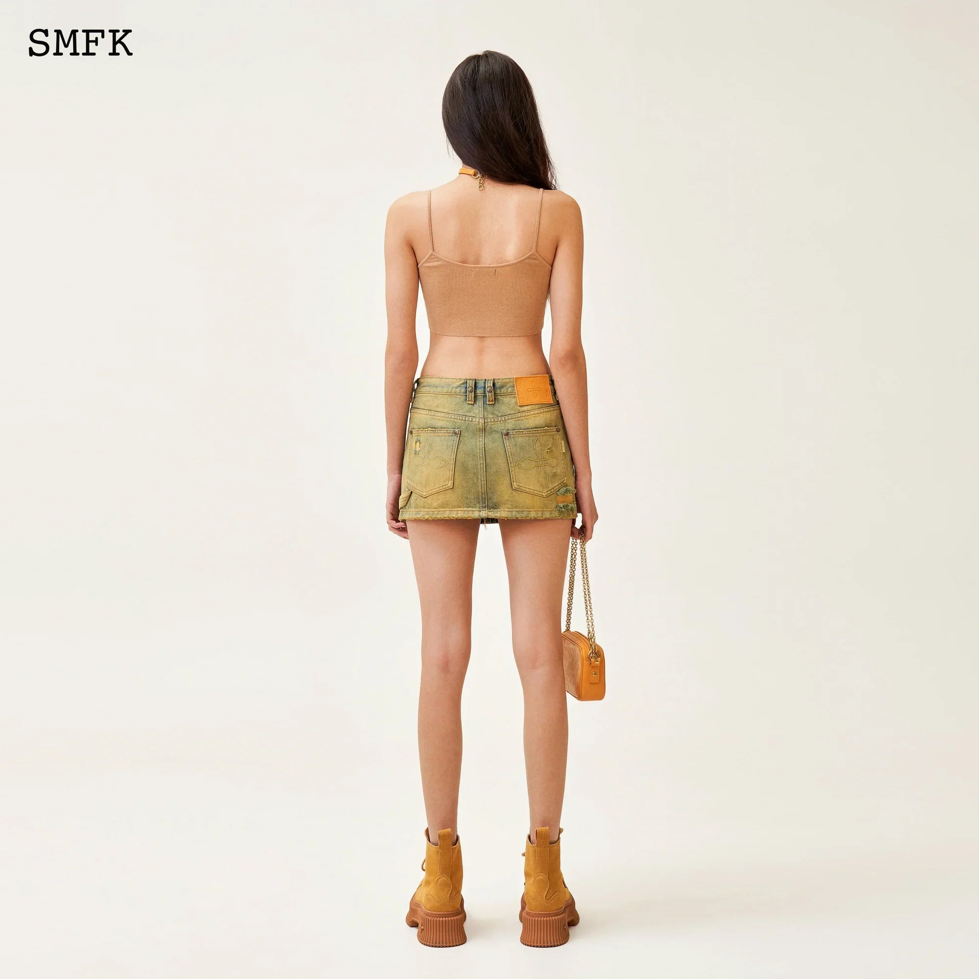 COMPASS TARPAN LUMBER MINI SKIRT IN CHEESE