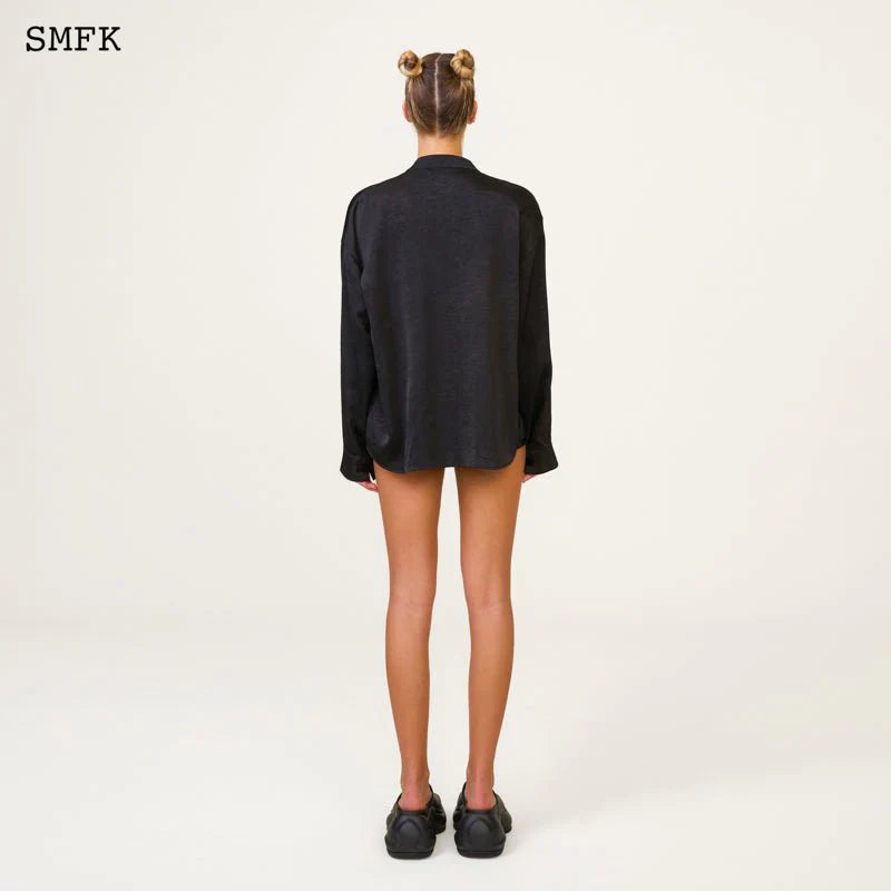 SMFK COMPASS TRADITIONAL KNOTTED BUTTON TANG SATIN SHIRT
