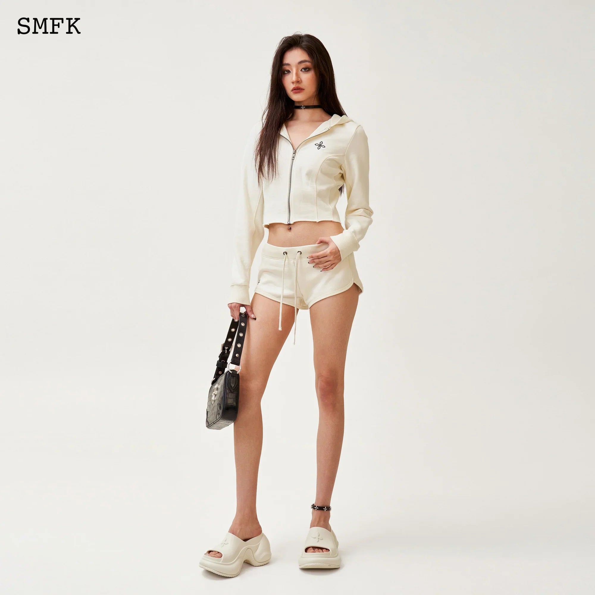 SMFK COMPASS WAVE HIGH-HEEL BUMPER SANDAL IN WHITE SL002W1