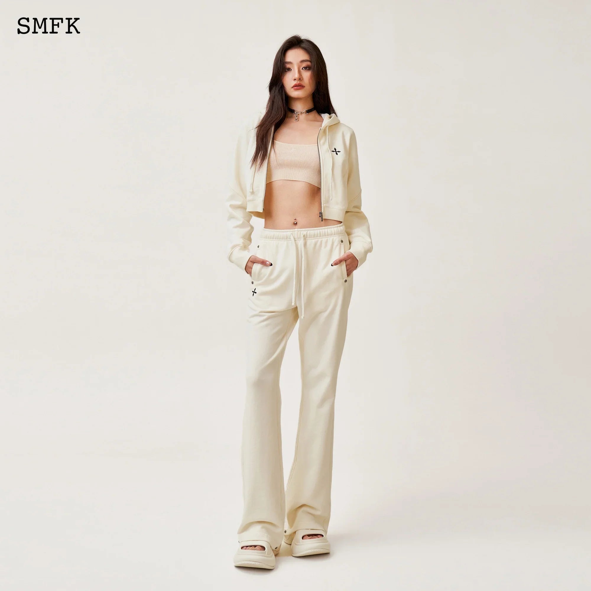 SMFK COMPASS WAVE HIGH-HEEL BUMPER SANDAL IN WHITE SL002W1