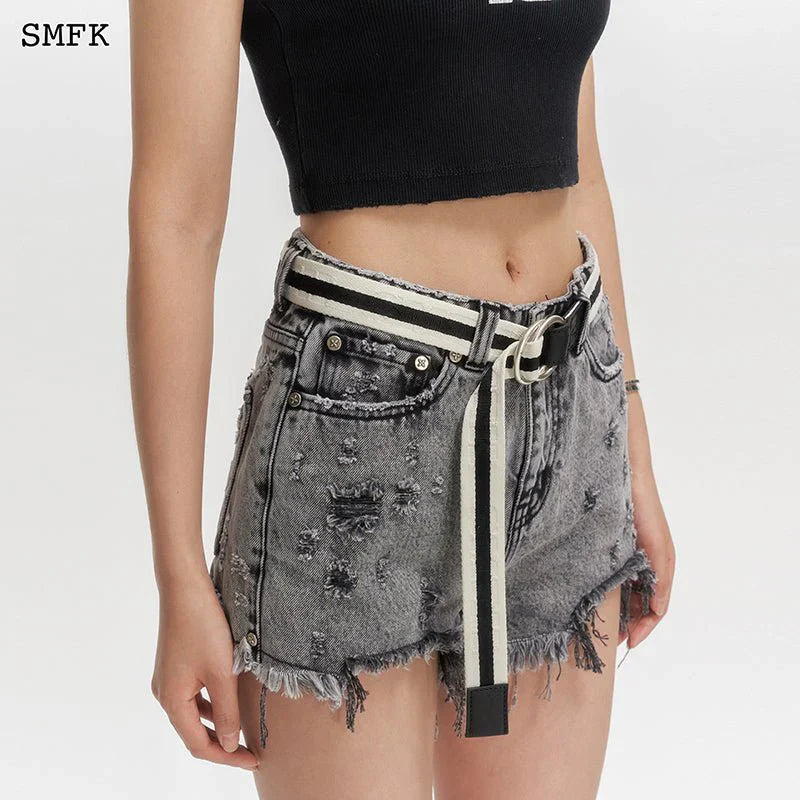SMFK COMPASS WHITE STRIPED BUCKLE BELT