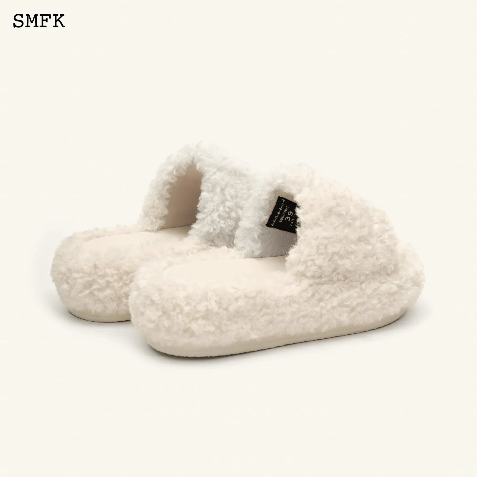 COMPASS WHITE VELVET FURRY SLIPPER