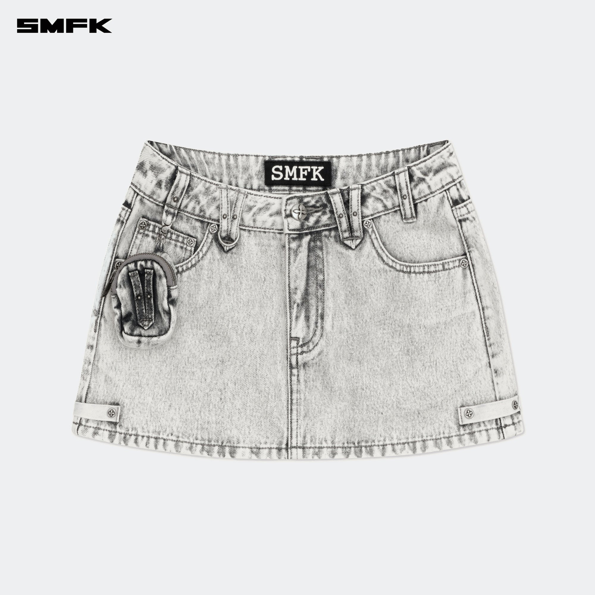 COMPASS WILD TARPAN DENIM MINI SKIRT GRAY