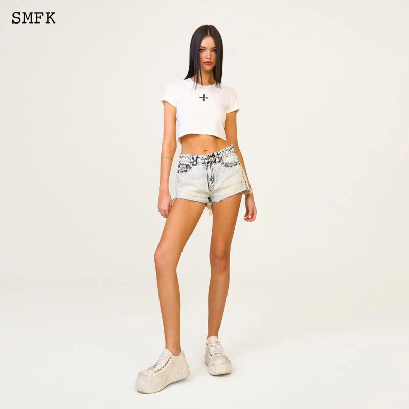 COMPASS WILD TARPAN BLACK SNOWFLAKE SHORT JEANS
