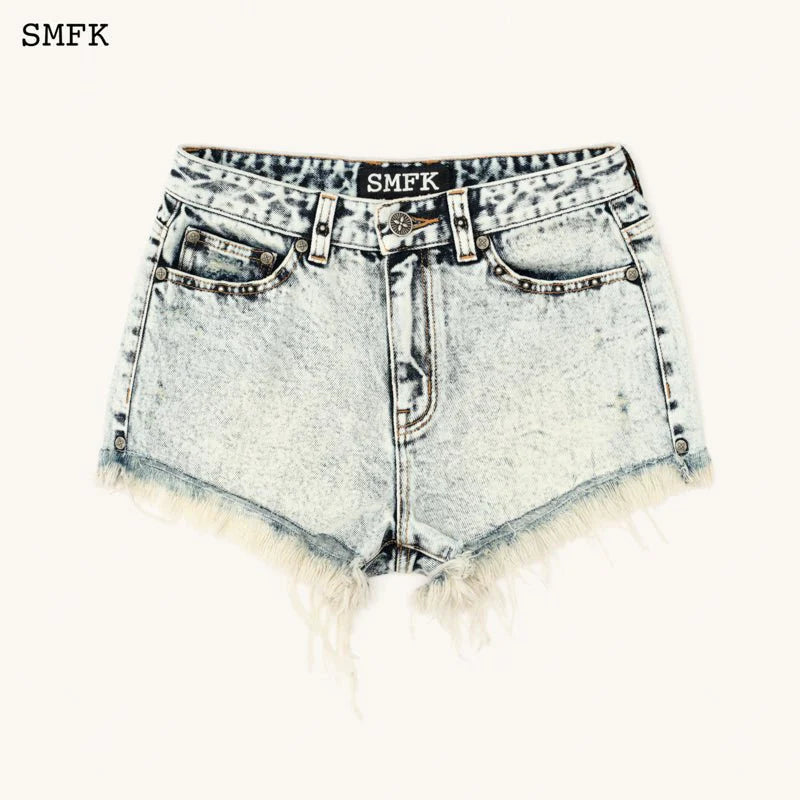 COMPASS WILD TARPAN BLACK SNOWFLAKE SHORT JEANS